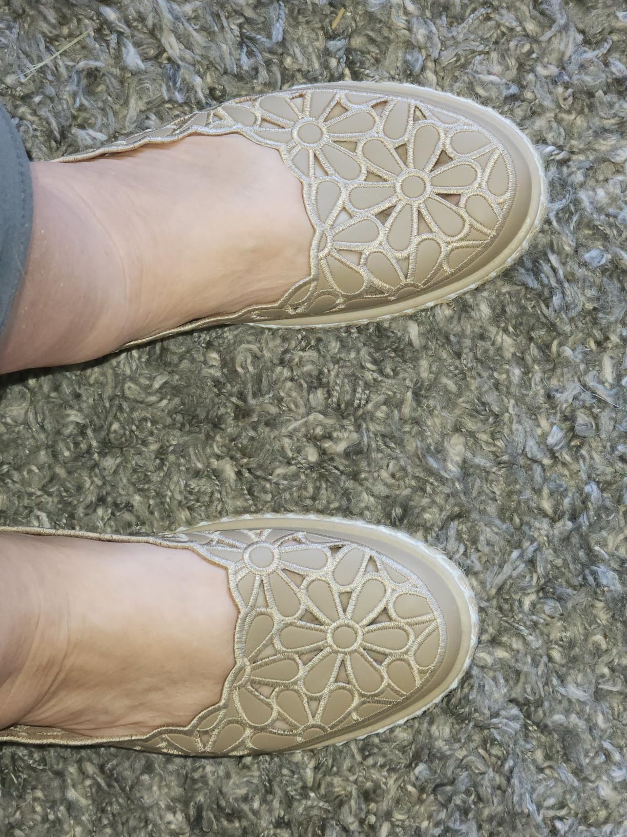 HEAWISH Women's PU Leather Ballet Flats Espadrille Loafers customer photo 2