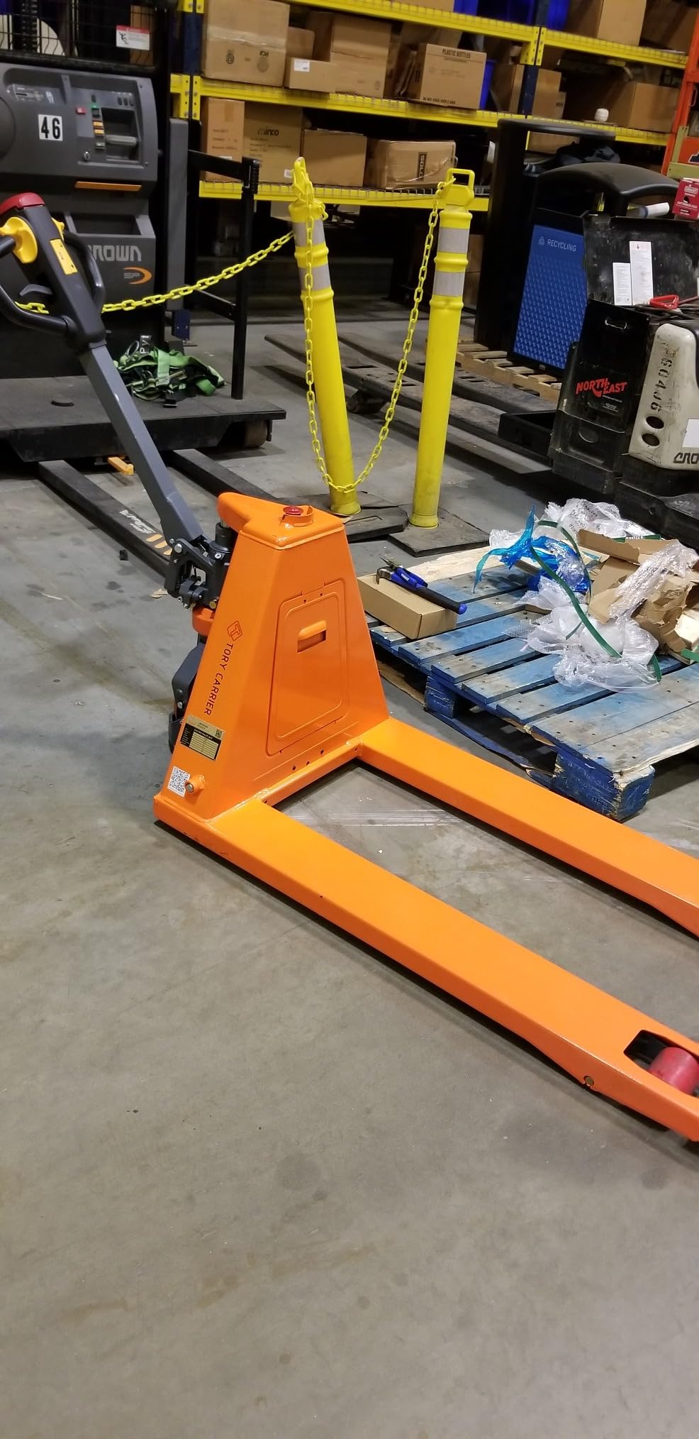 Tory Carrier Full Electric Pallet Jack, 3300lbs Capacity, 48 X 27 Forks | Motorized Pallet Lift Truck, Lithium Battery Powered Truck for Indoor Storage & Material Handling Orange-CBD15 customer photo 2