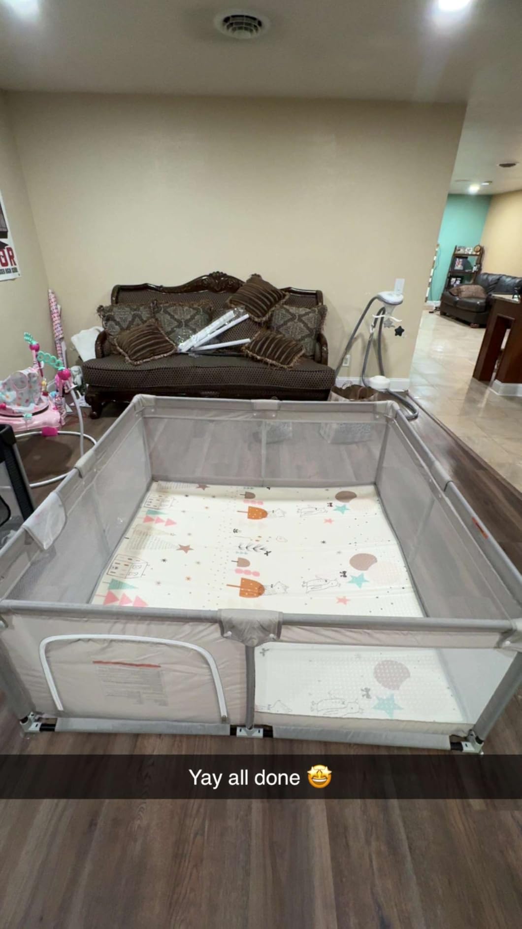 Mloong Baby Playpen with Mat, 59x59in Playpen for Babies and Toddlers, Grey customer photo 1