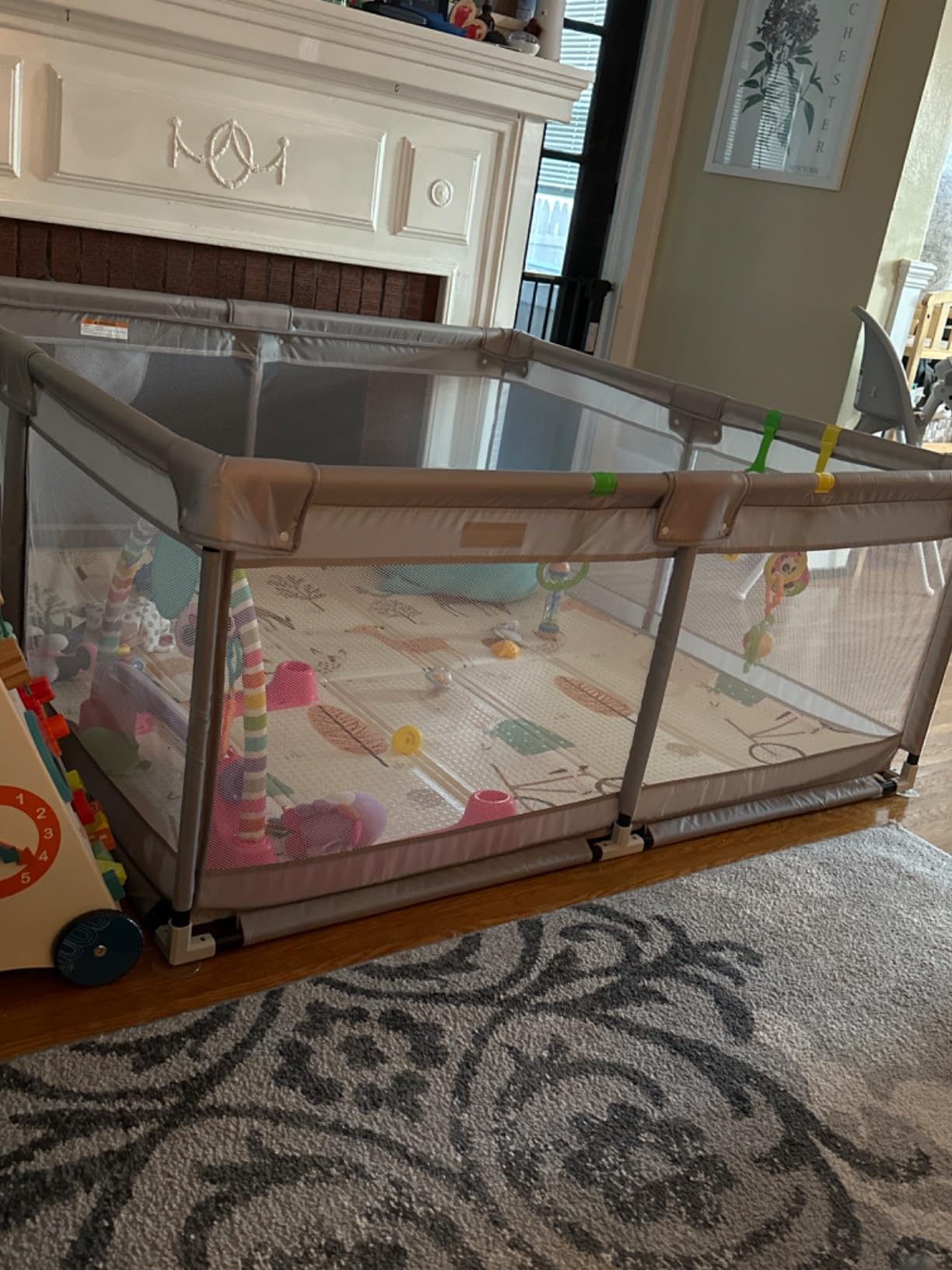 Mloong Baby Playpen with Mat, 59x59in Playpen for Babies and Toddlers, Grey customer photo 2
