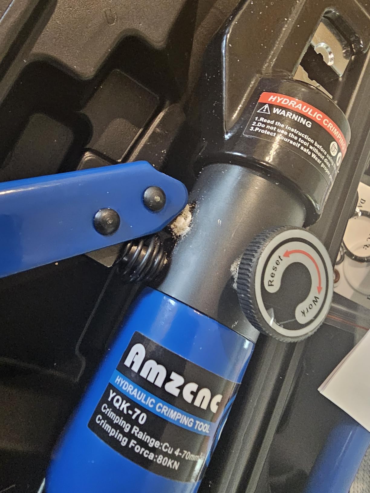 AMZCNC Hydraulic Cable Lug Crimper with Cable Cutter, 10 Ton, 9 Dies | Electricians & DIYers, Battery, Welding & Power Cable Crimping, 180° Rotating Head, One-Hand Operation customer photo 1