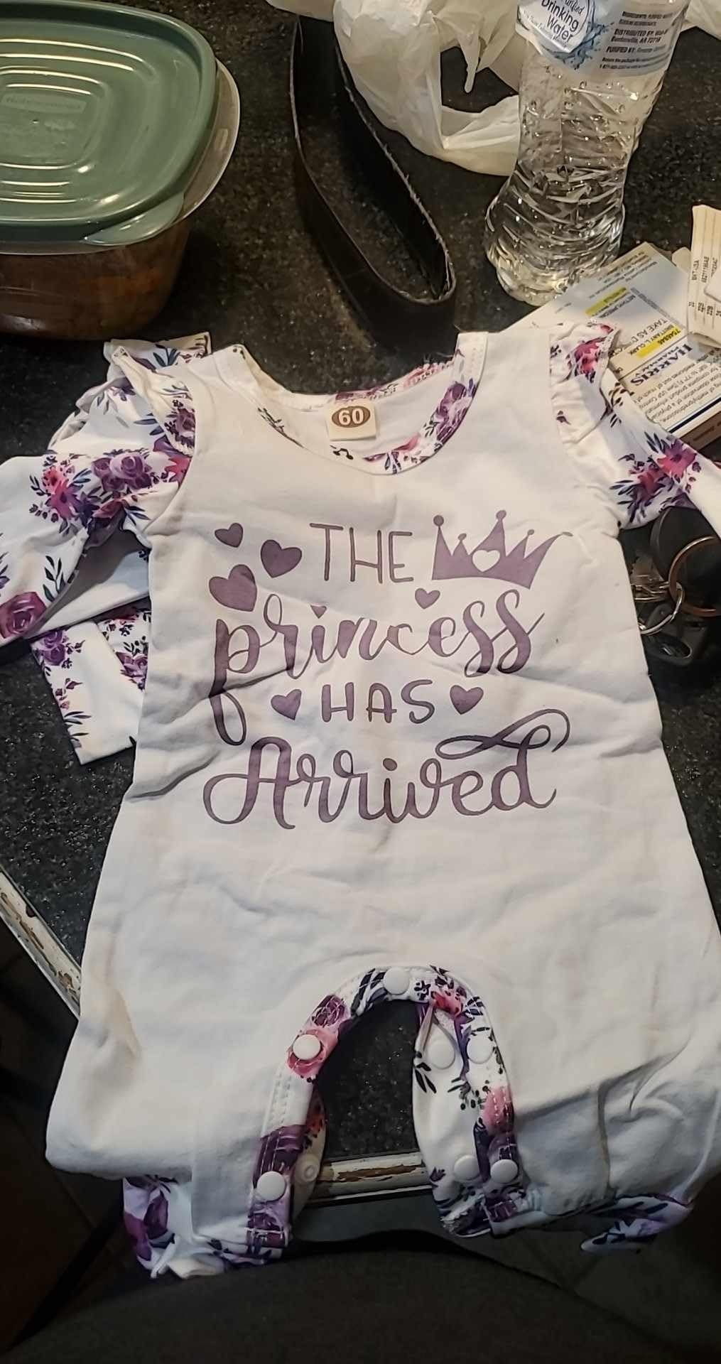 GRNSHTS Newborn Baby Girl Romper Infant Letter Print Jumpsuit Floral Bodysuit+Hat+Headband+Gloves Coming Home Clothes Outfits customer photo 2