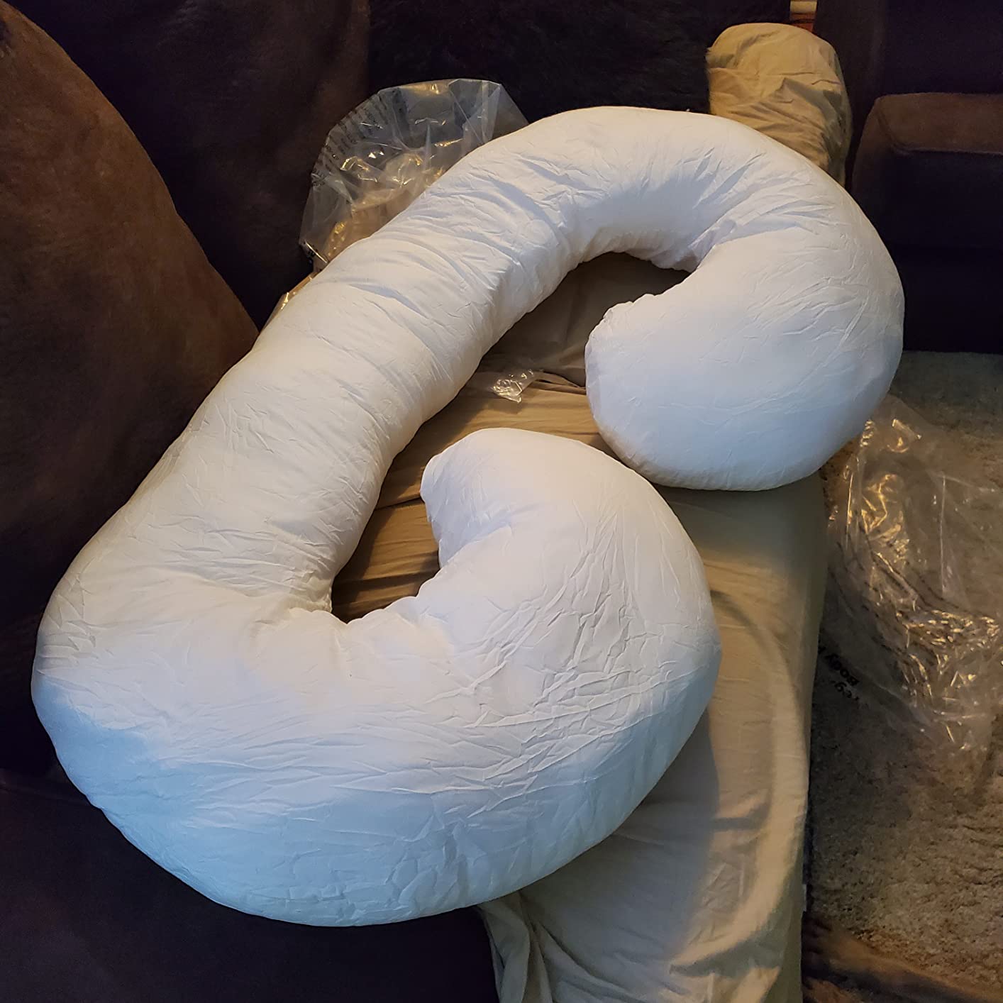 INSEN Cooling Pregnancy Pillow, Maternity Pillow with Soft Cotton Cover, C Shaped for Pregnant Sleeping, Dark Pink customer photo 1