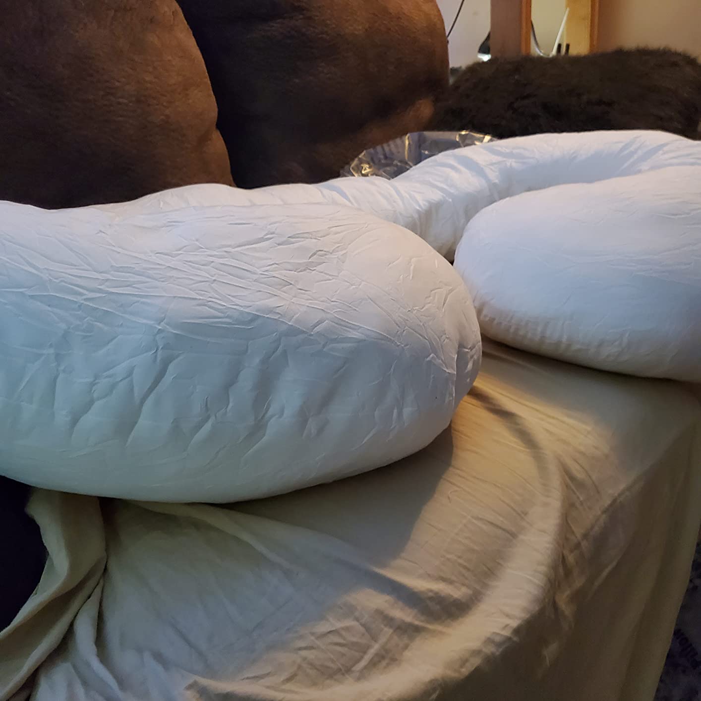 INSEN Cooling Pregnancy Pillow, Maternity Pillow with Soft Cotton Cover, C Shaped for Pregnant Sleeping, Dark Pink customer photo 2