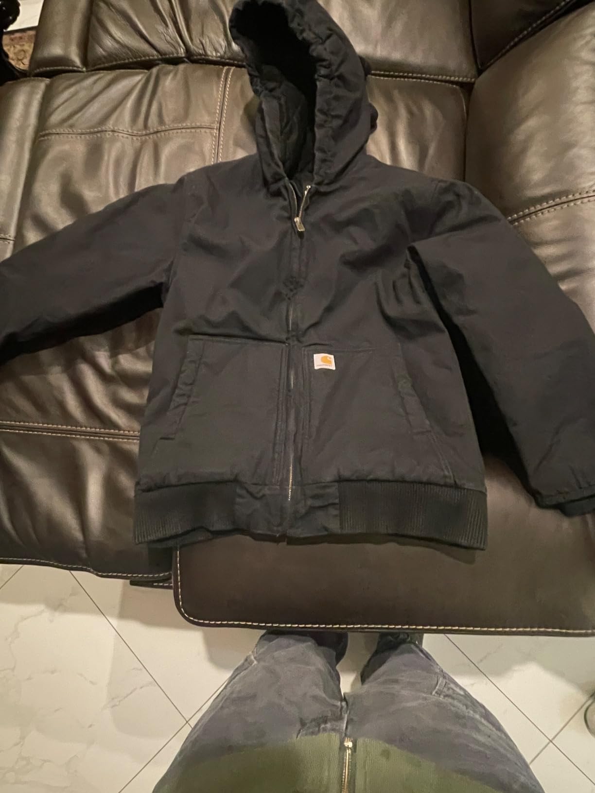 Carhartt Boys FlannelLined Hooded Canvas Insulated ZipUp Jacket | Polyester Blend | Quilted Polyester Brushed Tricot-Lined Main Body | Everyday Wear customer photo 2