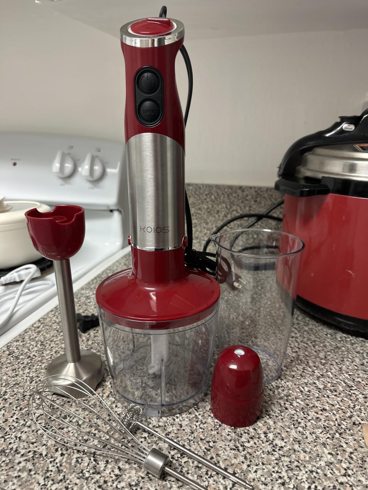 KOIOS Upgraded Immersion Blender Handheld, 1000W 12-Speed 5 in 1 Hand Mixer Stick Blender with 304 Stainless Steel Blade,Food Processor,Beaker,Egg Whisk&Milk Frother,Non-BPA,Smoothies Purée Baby Food customer photo 2