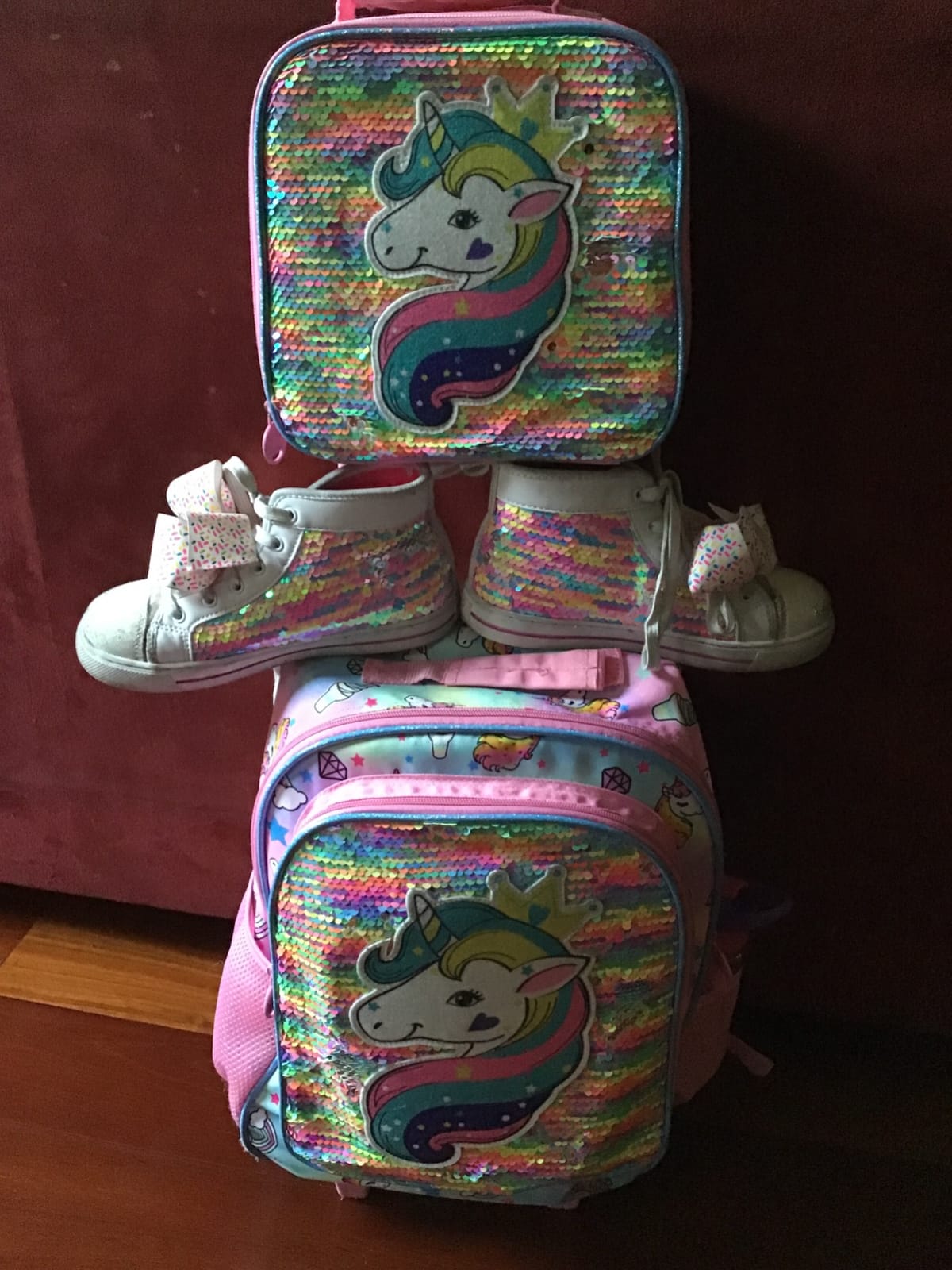 AGSDON 3PCS Rolling Backpack for Girls Boys, Kids Roller Wheels Bookbag, Wheeled School Bag with Lunch Bag customer photo 1