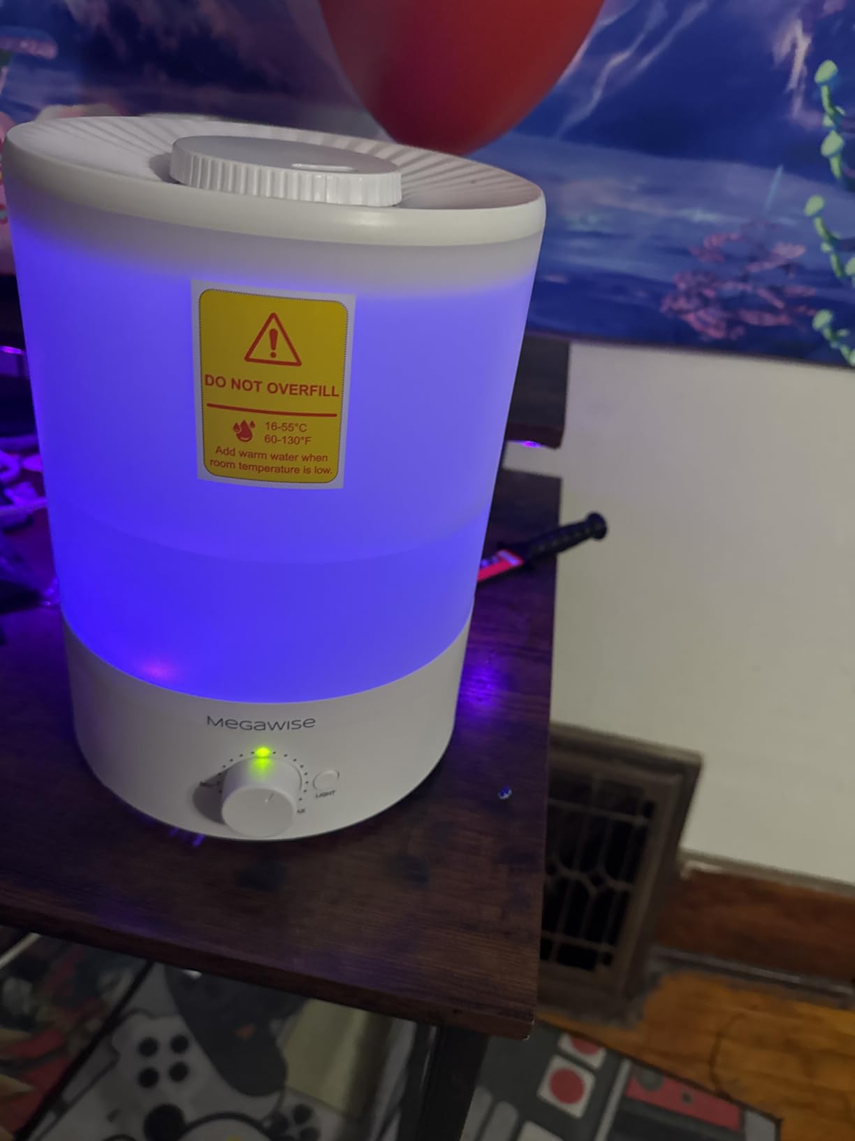MegaWise Healthy Top-Refill Cool Mist Humidifiers for Bedroom, 24dB Ultrasonic Air Vaporizer with Water Filter for Baby [PP Material], Colorful Night Light,1 Gal Essential Oil Diffuser, Auto Shut Off customer photo 1