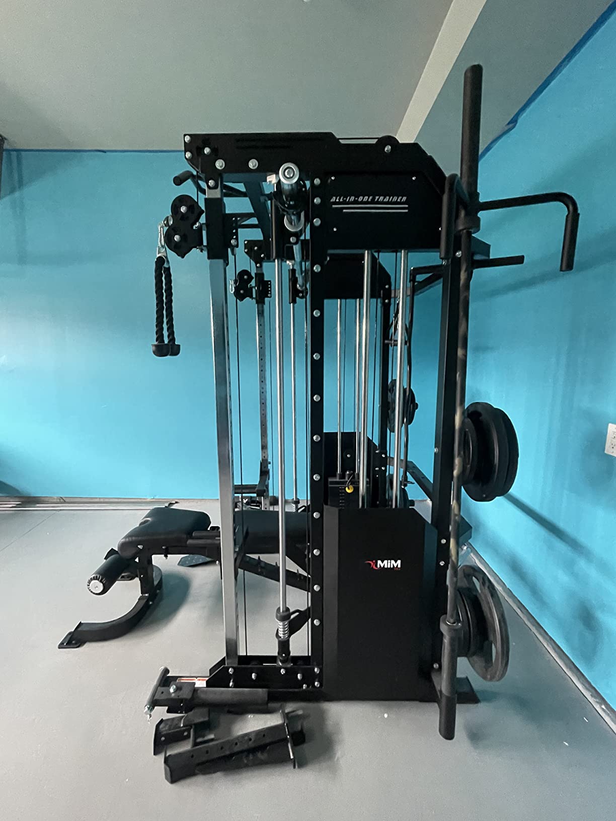 MiM USA Hercules EX Commercial All in One Gym Machine 400 lb Weight Stack Adj Bench Leg Press Jammer Arms Leg Extension Arm Curl LAT Seat 24 Attachments customer photo 1