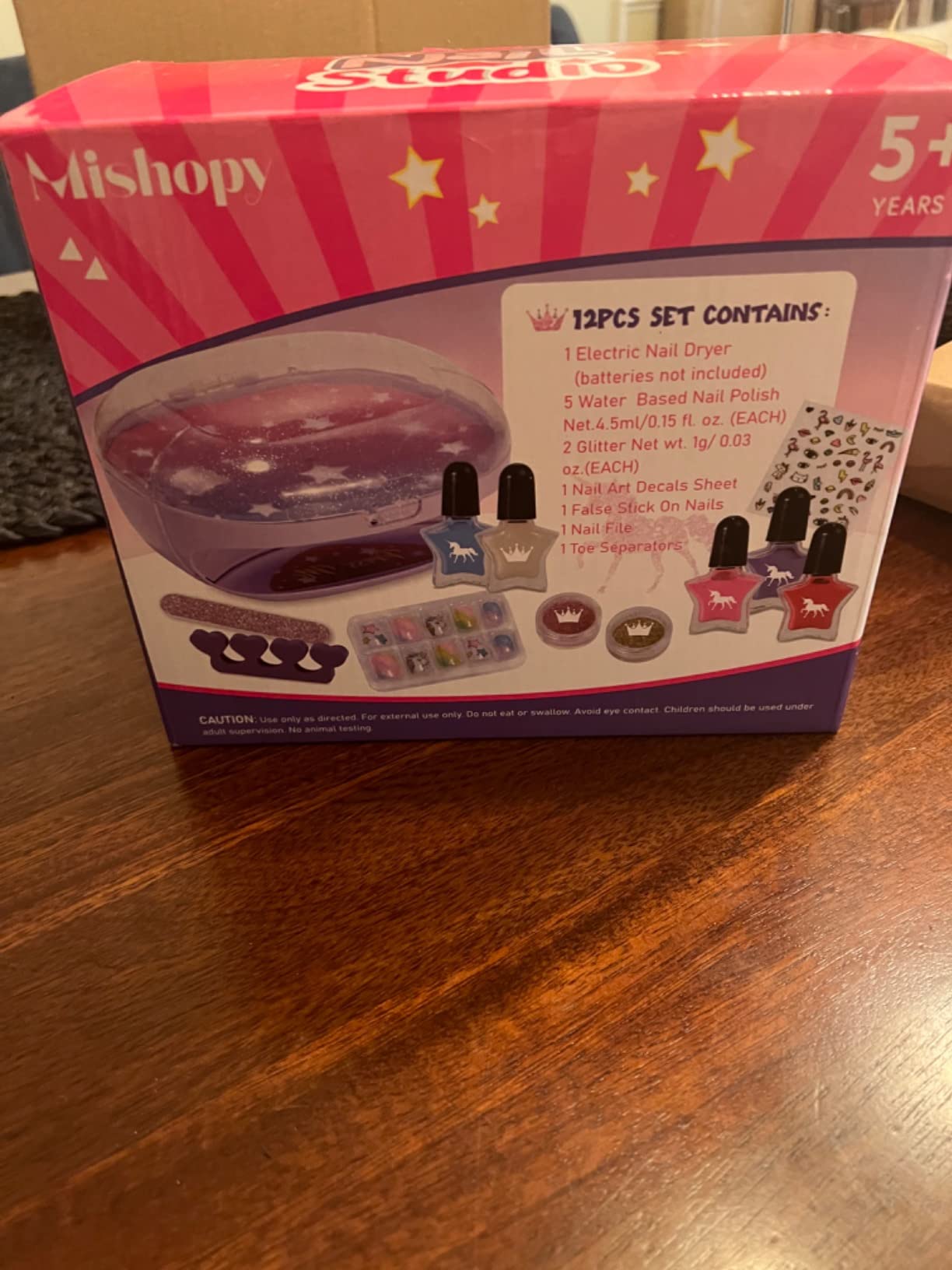 Golray Kids Nail Polish Set for Girls, All-in-One Nail Art Kit - Dryer/ Glitter Powder/ False Nails/ Nail Decals/ Toe Separator/File, Age 3-12 Little Girl Gift Toys customer photo 2