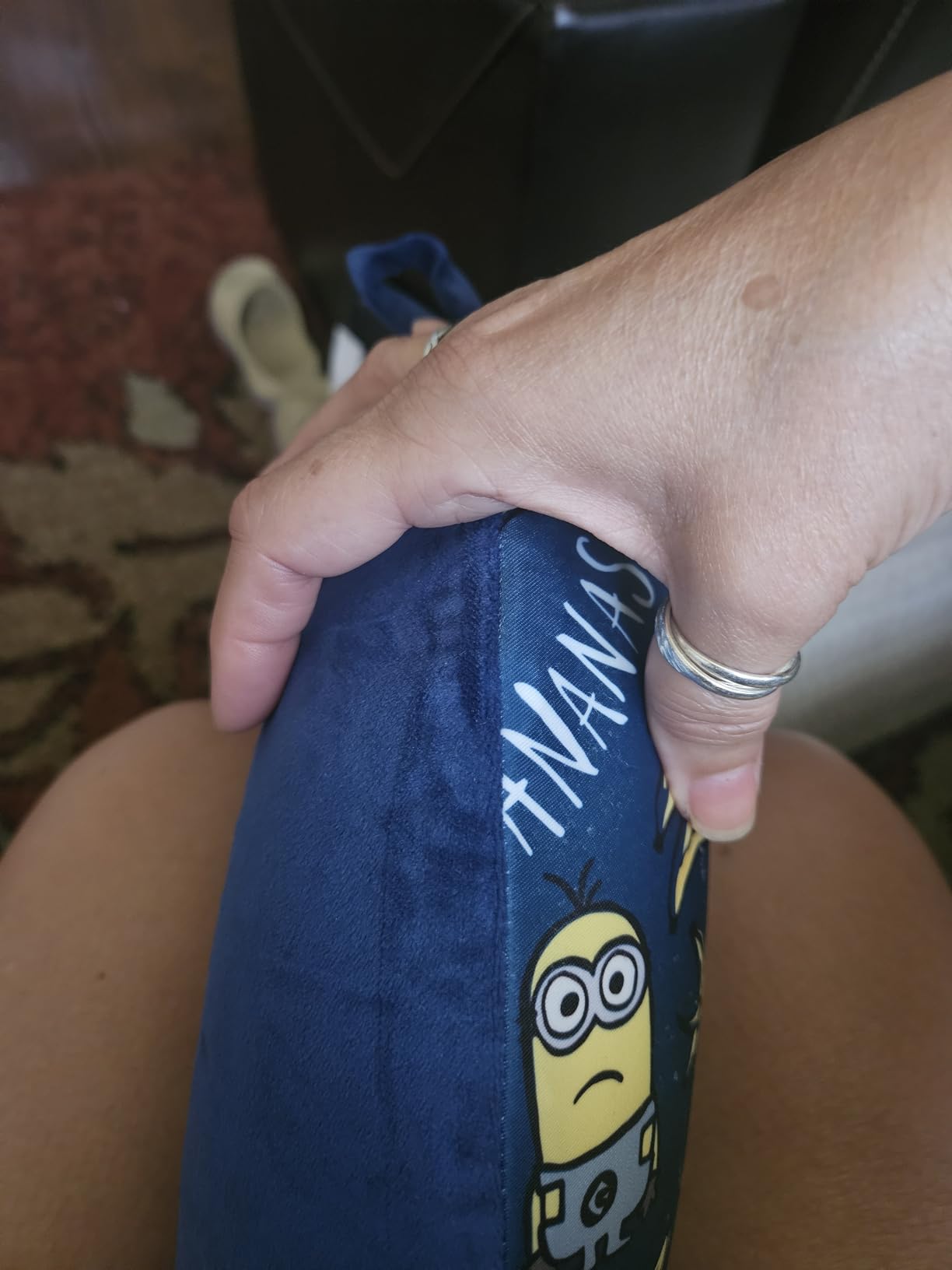 MINISO Minions Travel Neck Pillow with Eye Mask, Cute Cartoon 100% Memory Foam Neck Support Pillow, Lightweight Travelling Pillow Set for Airplane, Car and Home Use customer photo 2