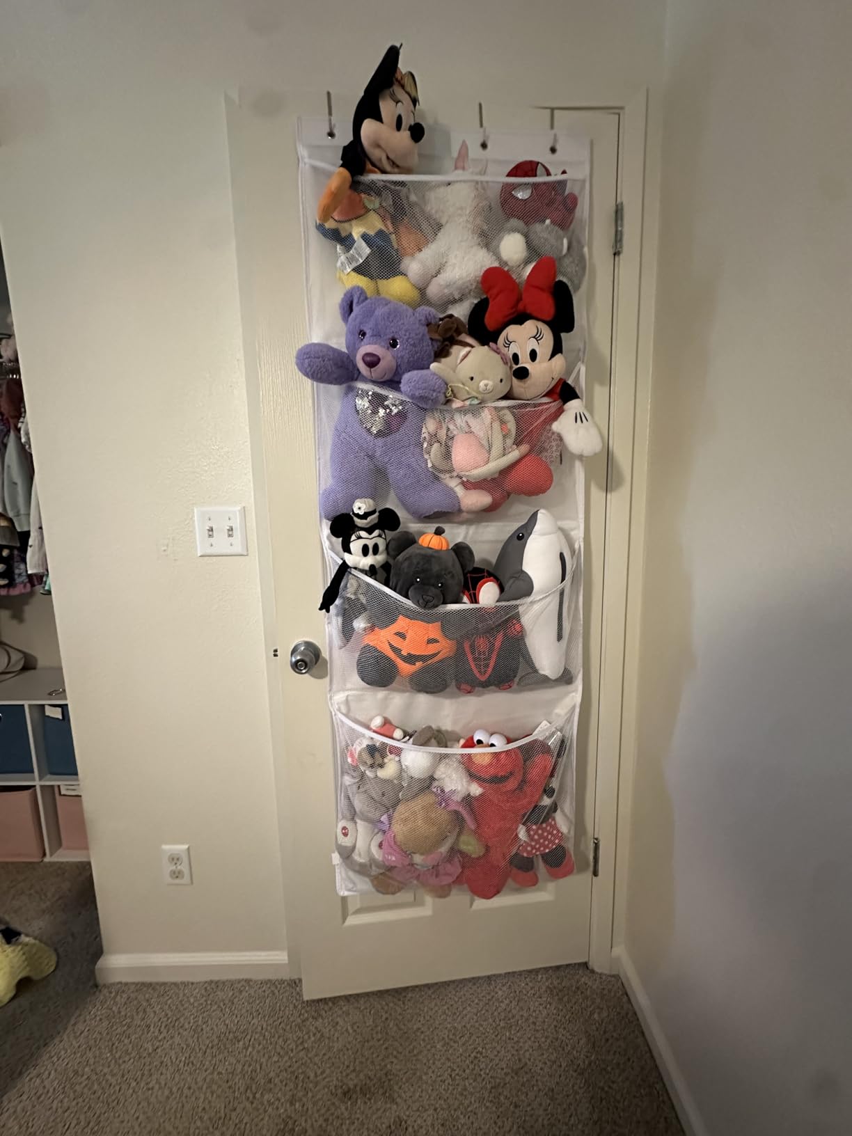 Honeyera The Original Stuffed Animal Storage (Patented) - Over Door Organizer for Stuffies, Baby Ideas Holder, Toy Plush Hammock Hanging Net Big Girls Toddler Large Bag Animals Stuffy Behind customer photo 1