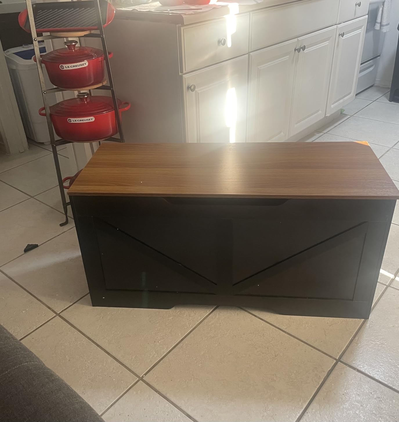 HOOBRO Storage Bench, 39.4” Retro Wooden Storage Chest with U-Shaped Cut-Out Pull, Safety Hinge, Supports 220 lb and Easy Assembly for Toy Box Organizer (Greige) BG771CW01G1 customer photo 1
