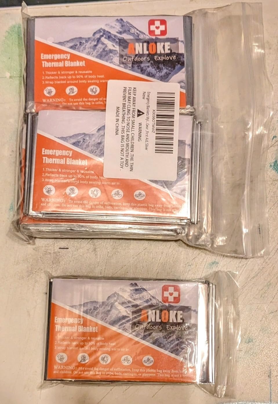 ANLOKE Emergency Blankets Mylar Thermal Blanket, (10 Pack) of Gigantic Space Blanket 84 * 64 in. Survival Blankets Heavy Duty Camping Gear, First Aid customer photo 1