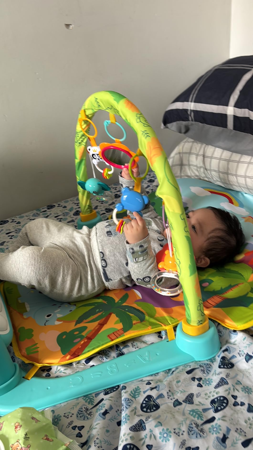 UMIKU Baby Gym Play Mat Baby Gifts Tummy Time Mat Activity Center, Dinosaur customer photo 1