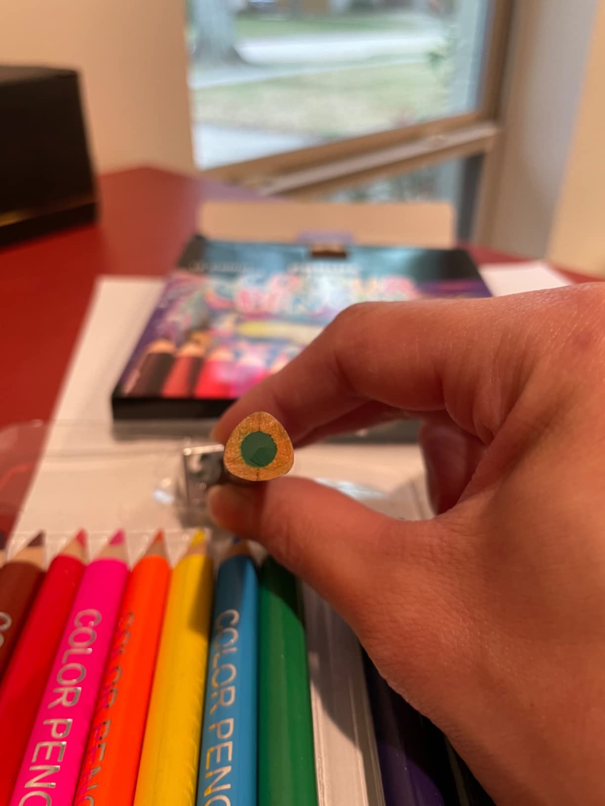 Short Triangular Jumbo Colored Pencils with Sharpener, 12 Colors customer photo 2