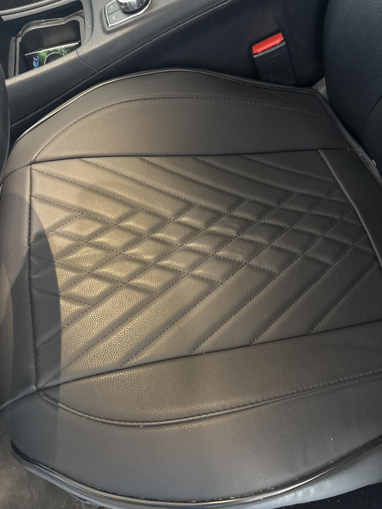 GIANT PANDA Premium PU Leather Front Car Seat Cover Protector Anti-Slip Bottom Seat Cover Fits 95% of Vehicles, Wrapping Around The Bottom (1 Pack - Black) customer photo 1