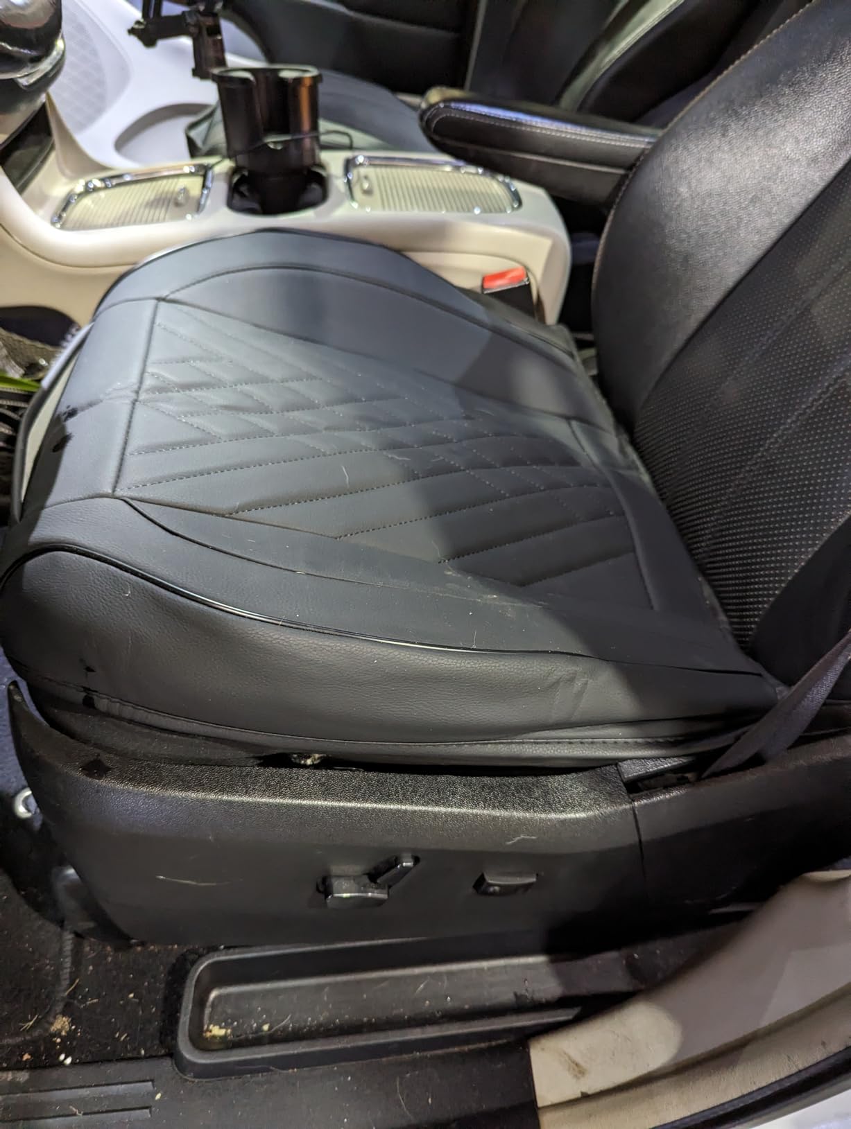 GIANT PANDA Premium PU Leather Front Car Seat Cover Protector Anti-Slip Bottom Seat Cover Fits 95% of Vehicles, Wrapping Around The Bottom (1 Pack - Black) customer photo 2