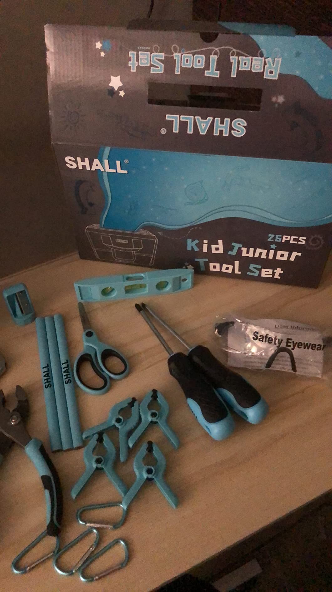 SHALL 26-Piece Kids Size Tool Set, Real Tools Kit for Kids with 12
