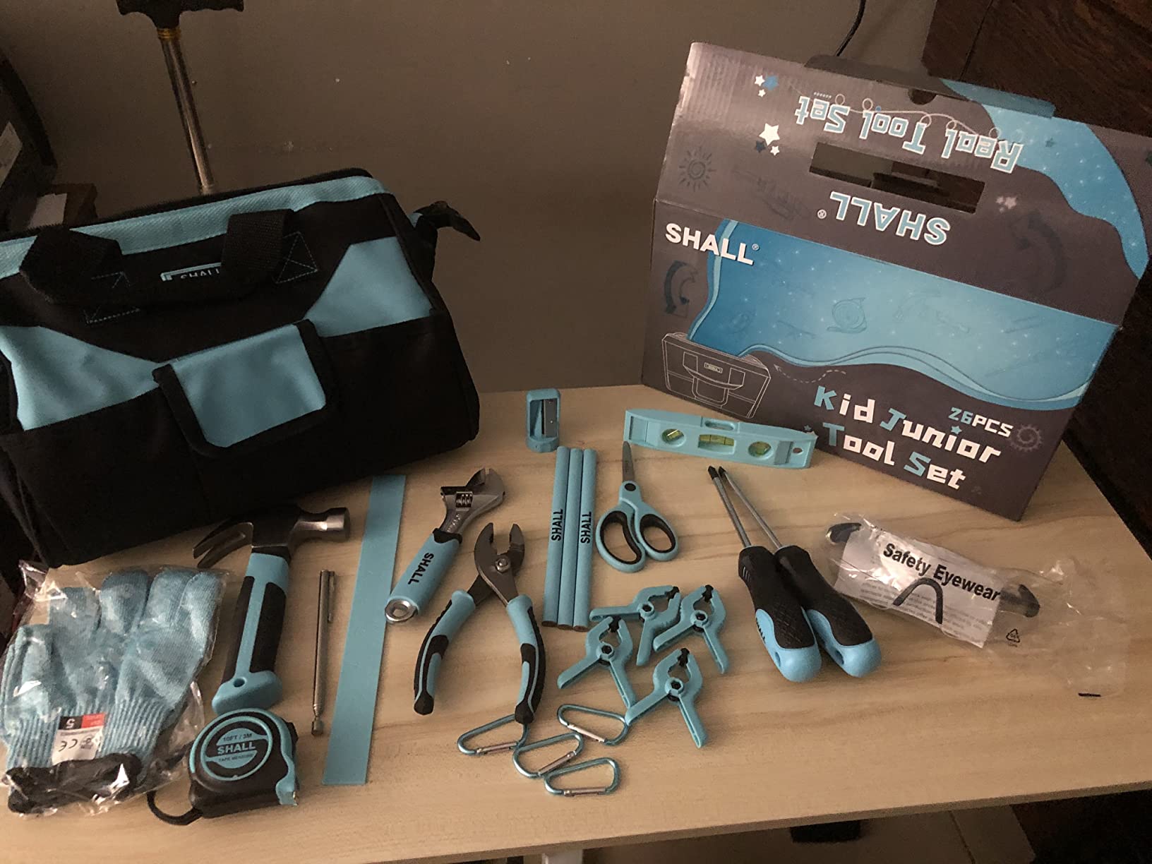 SHALL 26-Piece Kids Size Tool Set, Real Tools Kit for Kids with 12