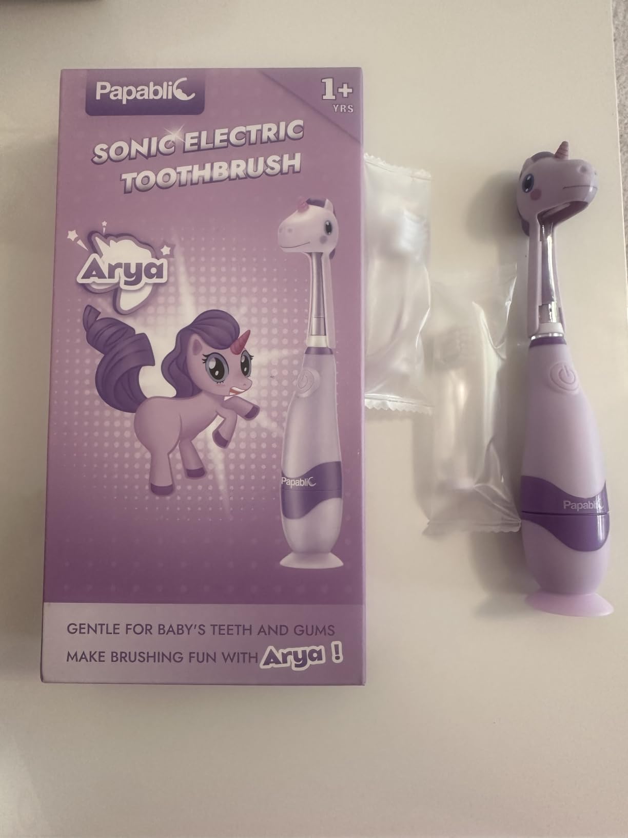 Papablic Toddler Sonic Electric Toothbrush Kids for Ages 1-3, Blue Dino customer photo 1