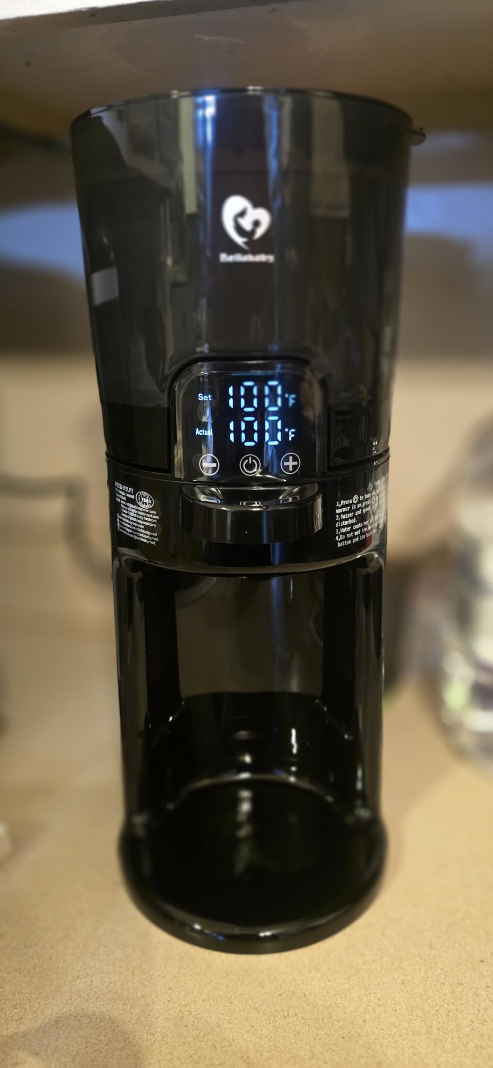 Bellababy Instant Baby Bottle Warmer,Warm Water Dispenser for Making Formula Bottle Instantly,Detachable Container Easy Cleaning,24/7 Keep Warm, Adjustable Temperature(Dark,110V Only) customer photo 2