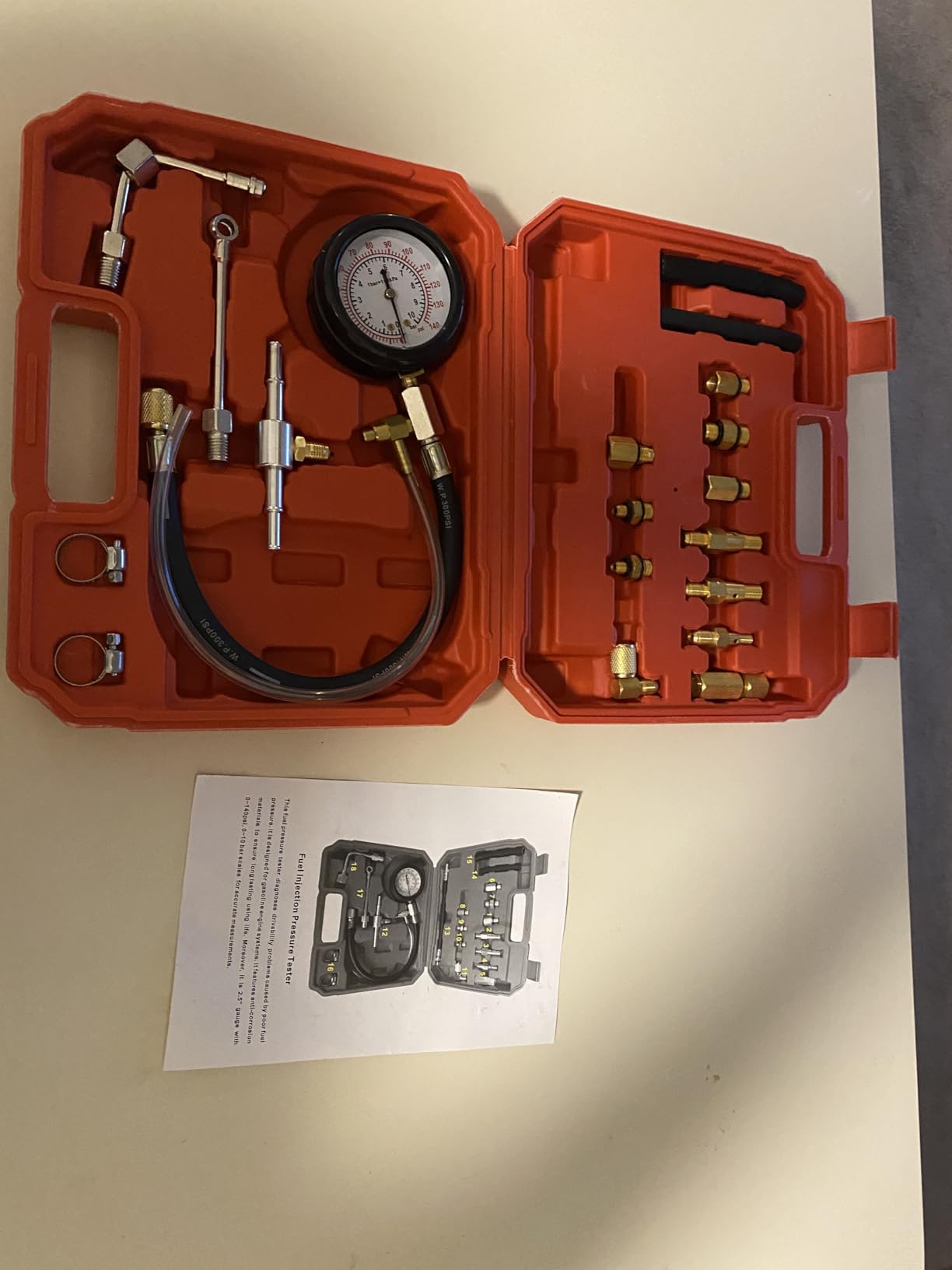 Yonligonju TU-114 Auto Fuel Pressure Gauge Tester Kit Gasoline Pressure MetersAutomobile Instrument Testing Tool (Red) customer photo 2