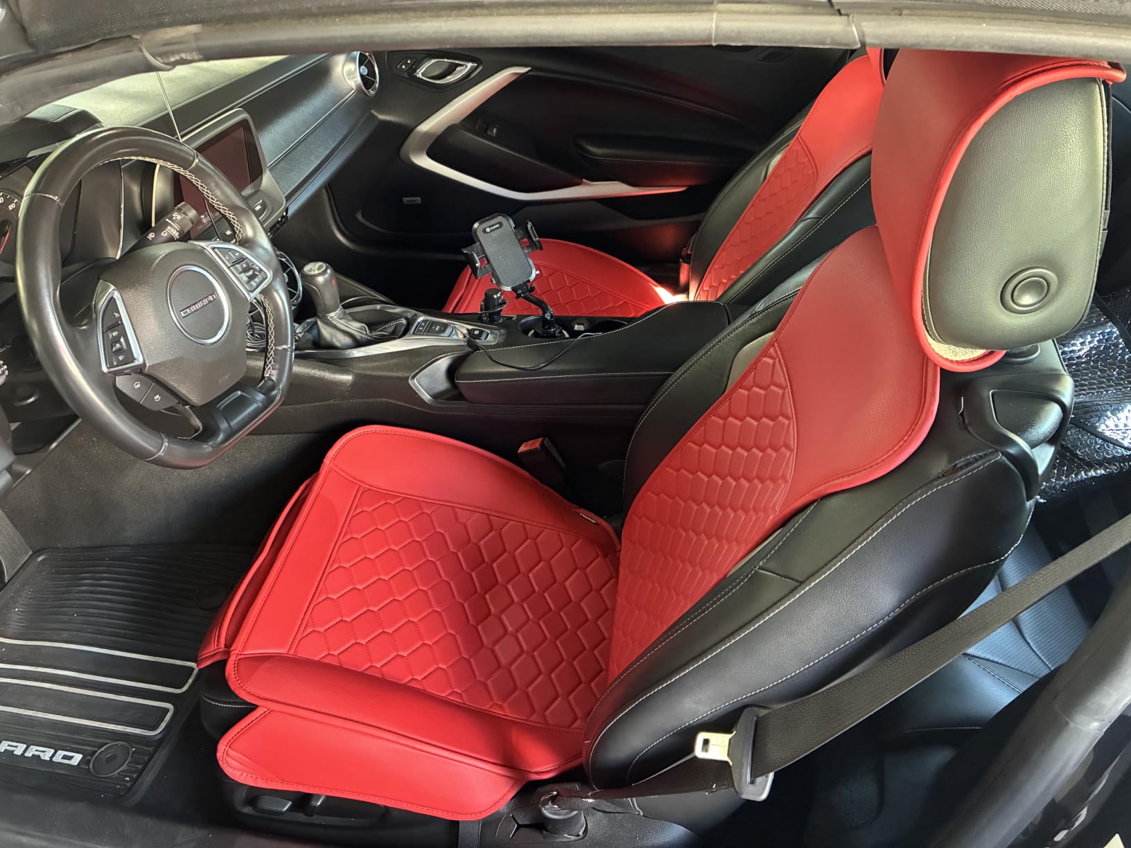 Elantrip Front Seat Covers 2PC Waterproof Faux Leather for Cars SUV Black | Soft faux leather helps protect front seats from spills, wear, and daily mess while giving your interior a cleaner look. customer photo 2