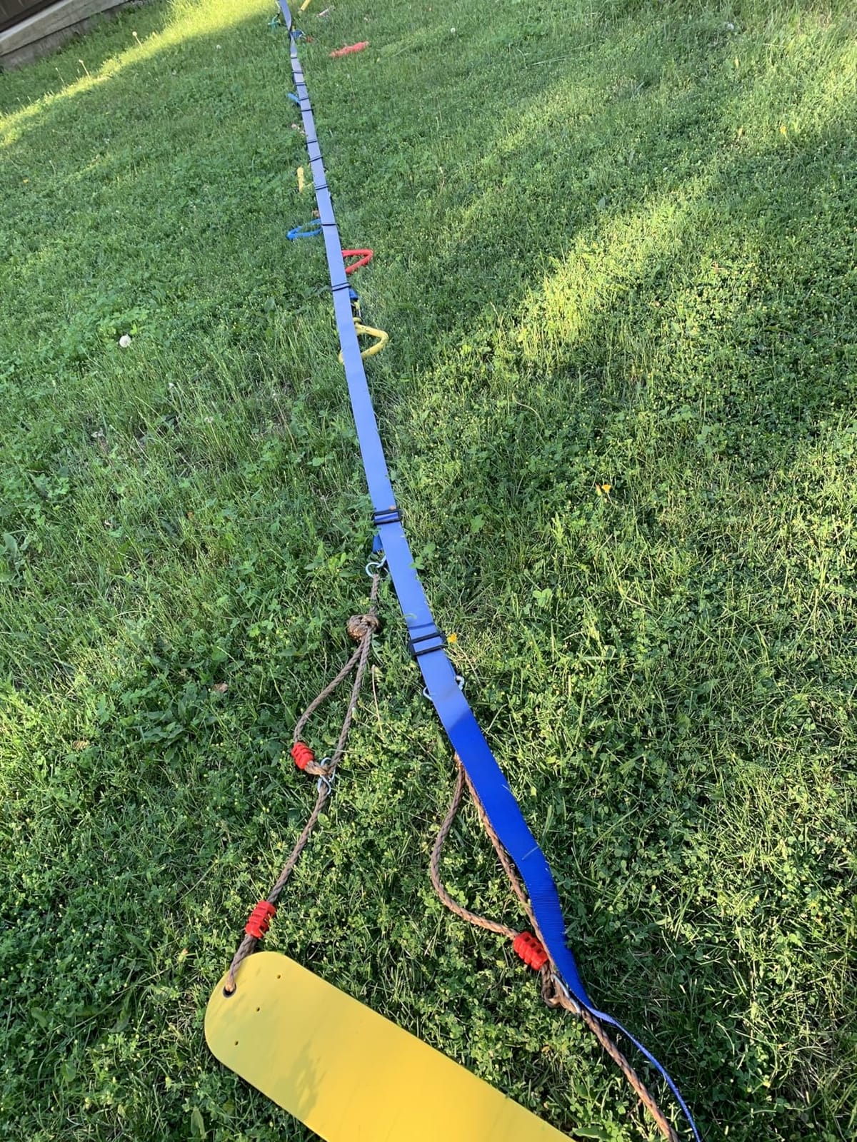 Ninja Warrior Obstacle Course for Kids Backyard-65ft Slackline Kit with 13 Obstacles, Upgraded Quick-Install Buckles No Threading, Install Anywhere, Easy Setup Backyard Playground Set customer photo 1