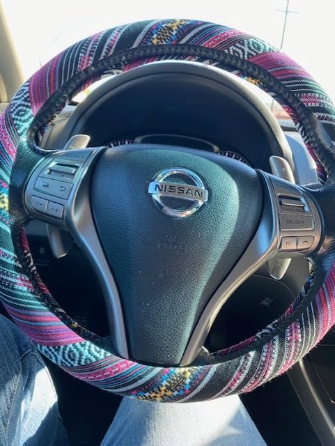 Boho Steering Wheel Cover Elastic Microfiber for Women, Universal Fit 15 inch Car SUV, Hippie Style Protector Cover, Anti-Slip, Breathable, Absorbing Sweat - 02 customer photo 1
