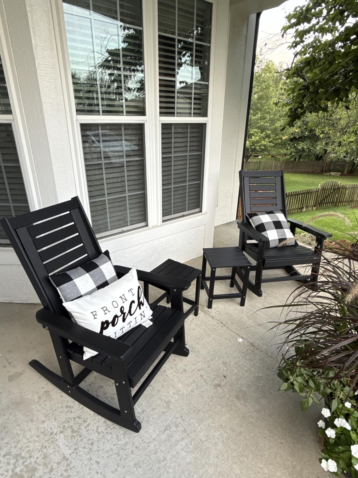 GREENVINES Oversized Outdoor Rocking Chairs Set of 2, HDPE Rocker, Grey customer photo 2