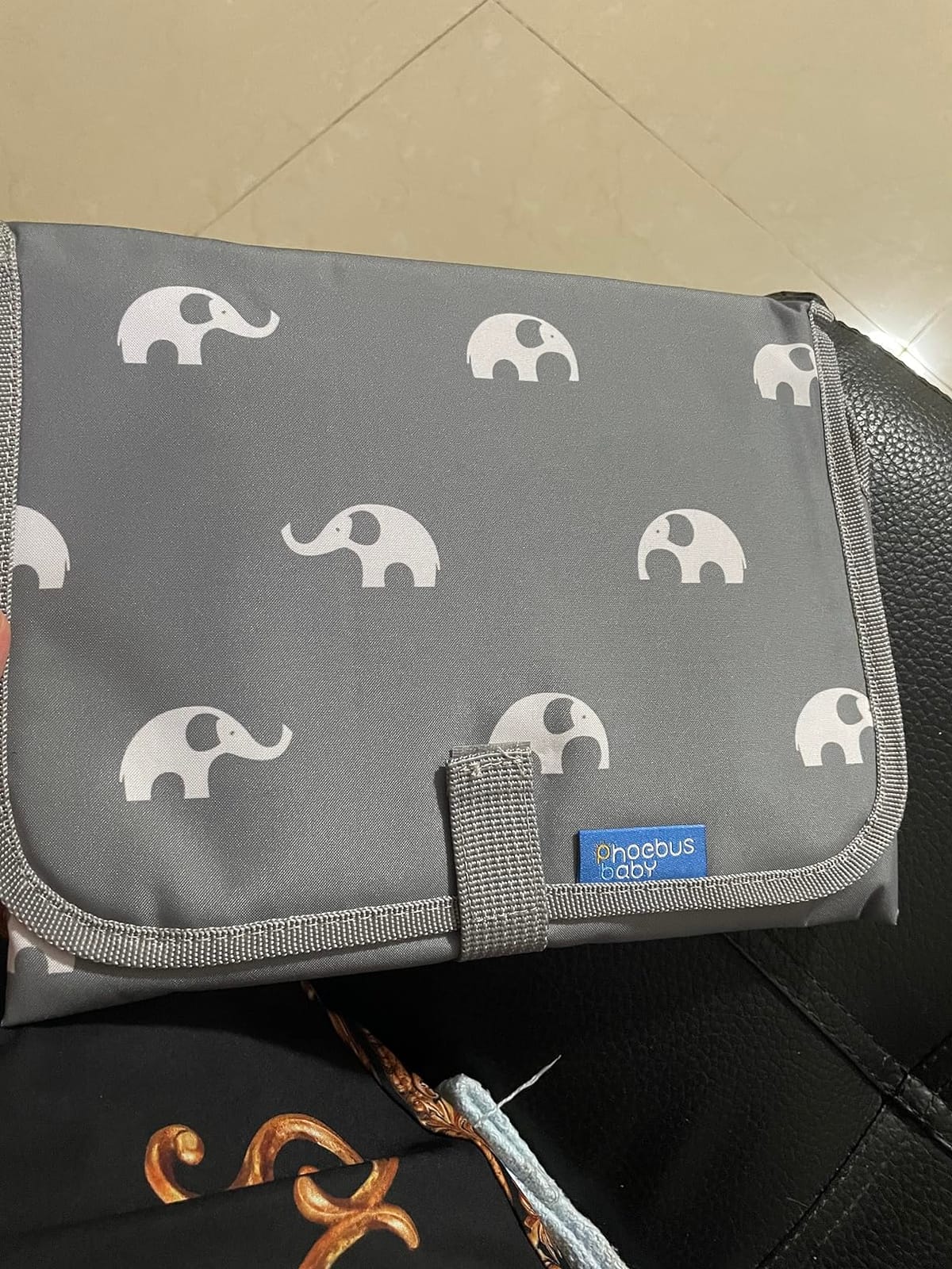 Portable Changing Pad — Foldable Travel Diaper Changing Mat, One-Hand Open Waterproof Baby Changer for On-the-Go Moms, Fits Diaper Bag (Cute Elephant) customer photo 1
