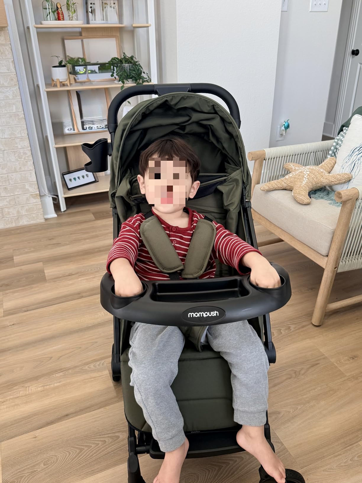 Mompush Lithe V2 Lightweight Travel Stroller Snack Tray Included, Khaki customer photo 1