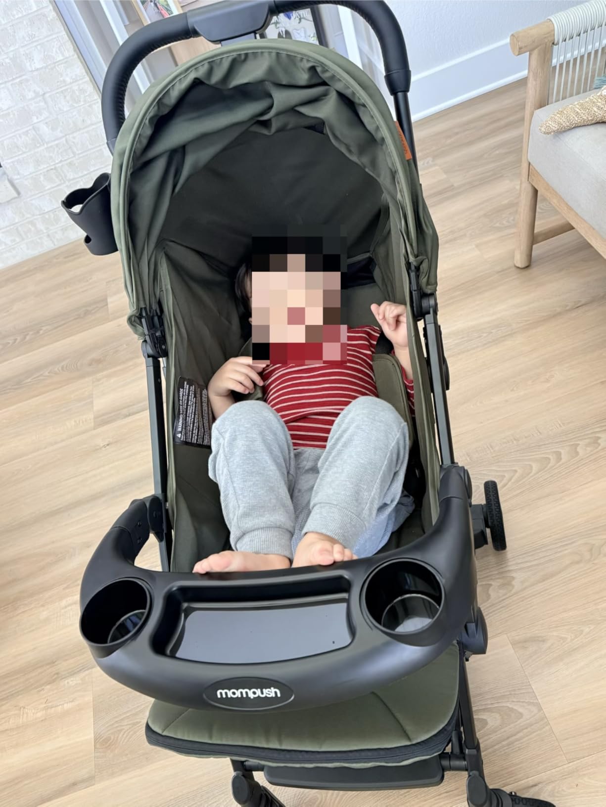 Mompush Lithe V2 Lightweight Travel Stroller Snack Tray Included, Khaki customer photo 2