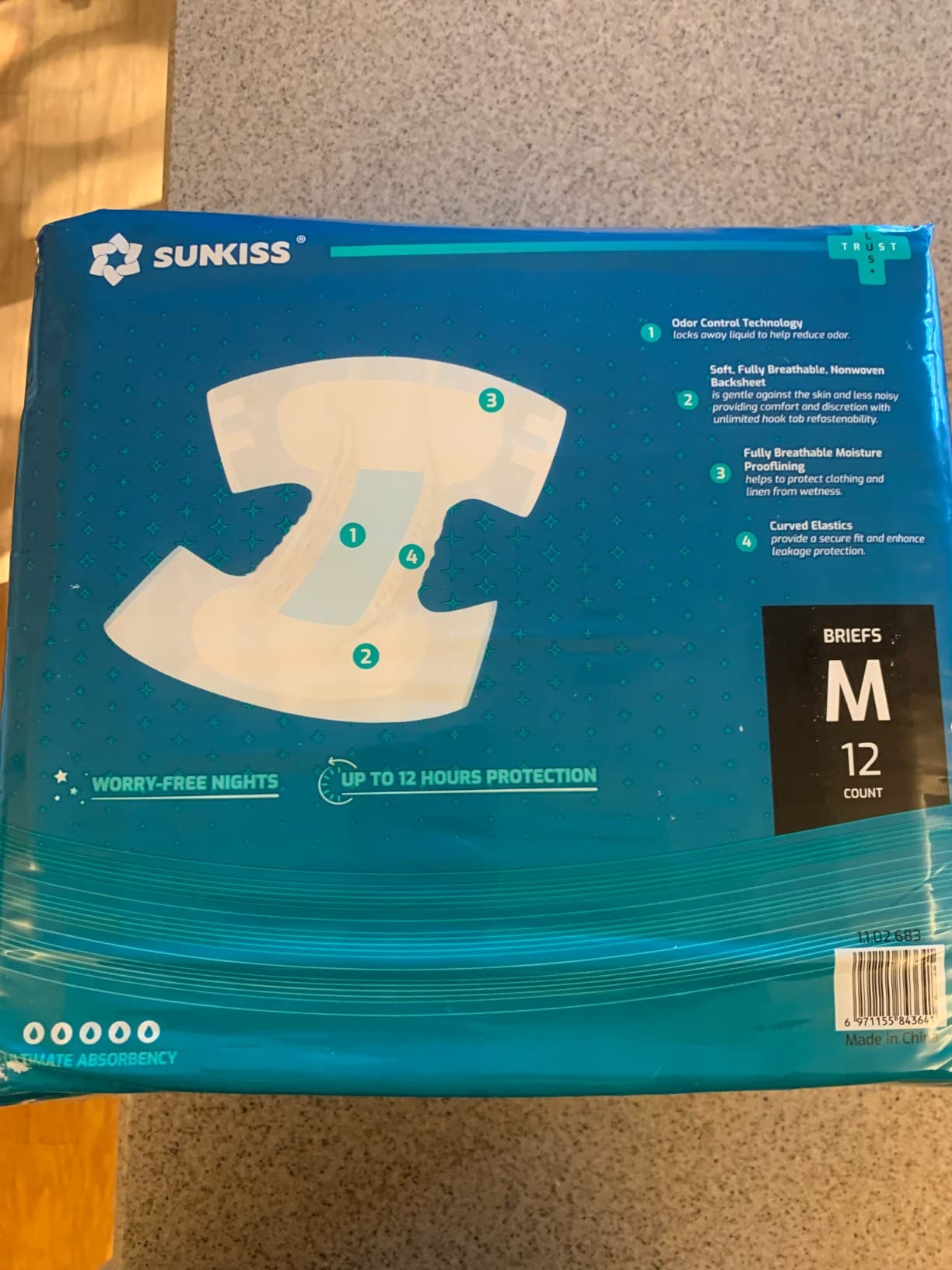 SUNKISS TrustPlus Overnight Adult Diapers with Tabs, Unisex, L, 12 Count customer photo 2
