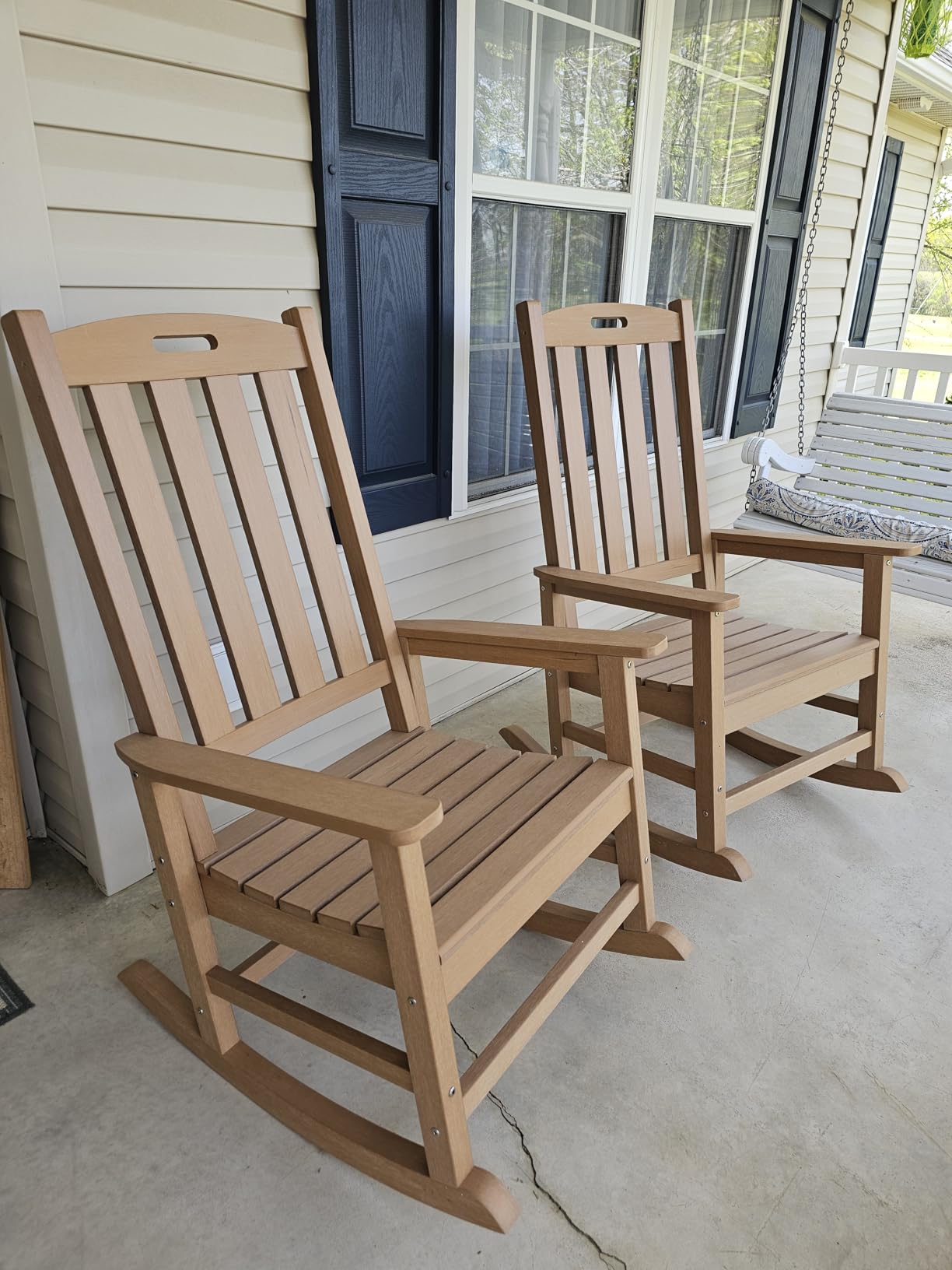 Psilvam Oversized Outdoor Rocking Chair, HDPE Porch Rocker (Red) customer photo 1