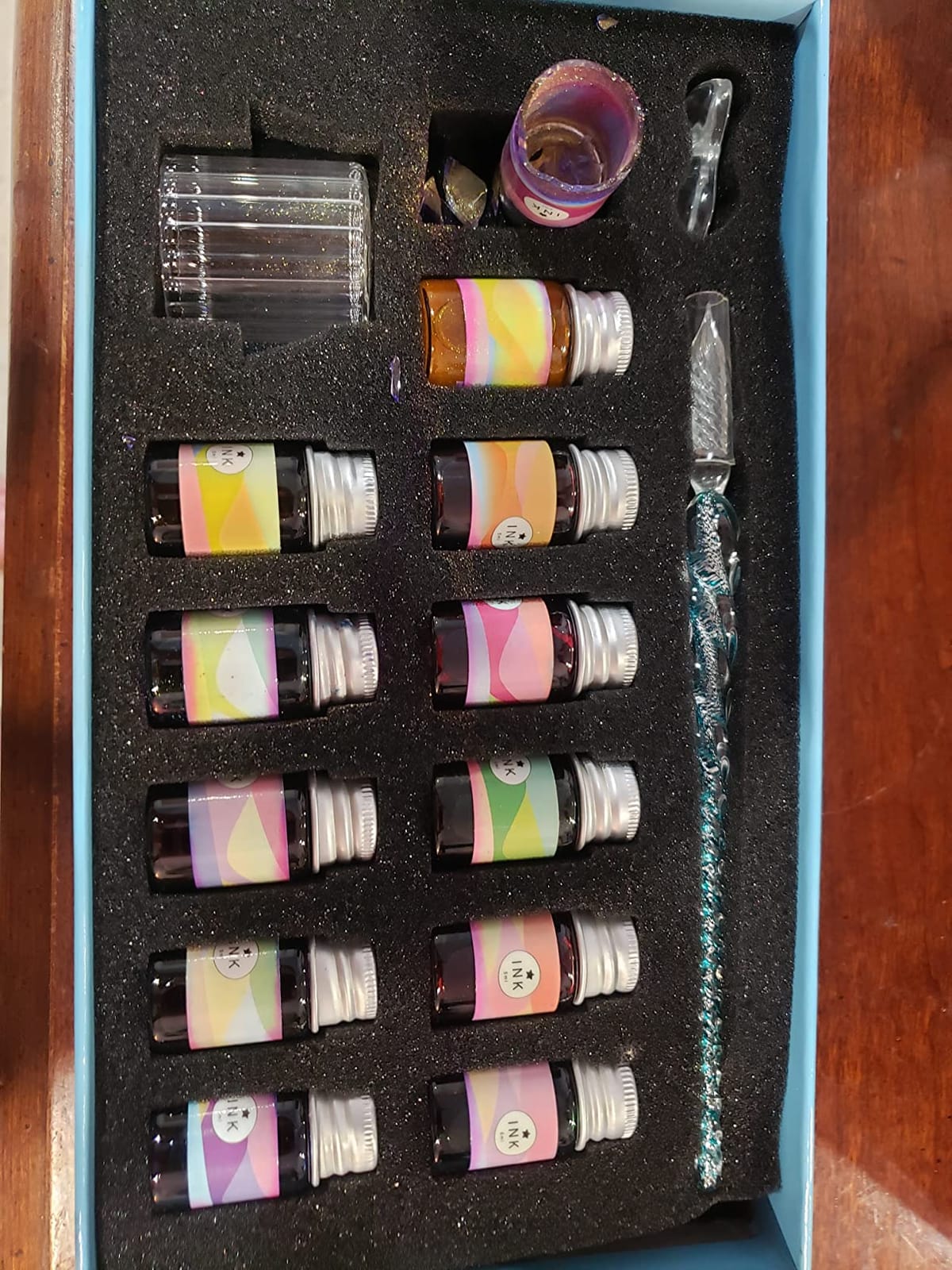 Glass Dipped Pen Ink Set Handmade Crystal Calligraphy Pen with 24Colorful india ink for Art, Signatures, Drawing, Decoration, Caligraphy Kits for Beginners customer photo 2