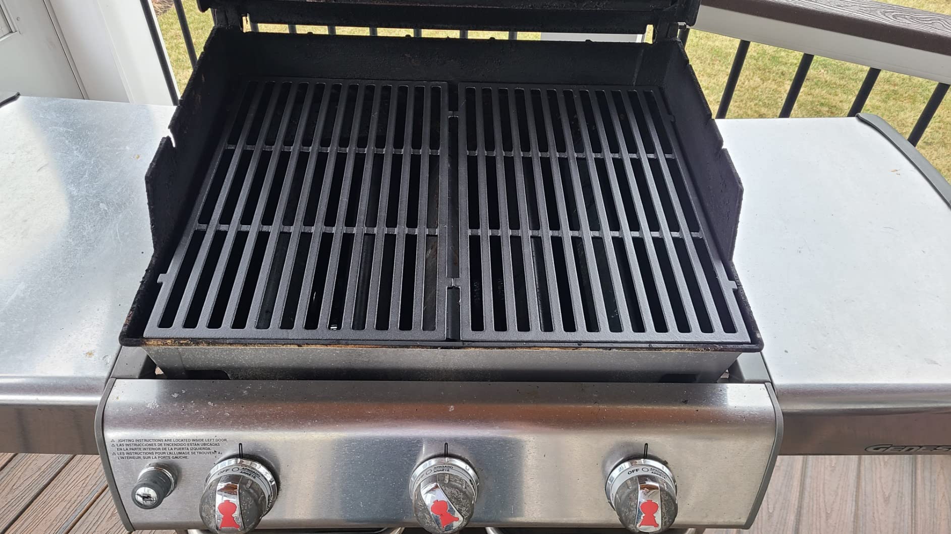 Leship 19.5 inch Cooking Grates Replace for Weber 7524, 7528, Weber Genesis 300 Series Genesis E310 E320 E330 S310 S320 S330 EP310 EP320 EP330 Grills, Cast Iron Grill Grates (19.5