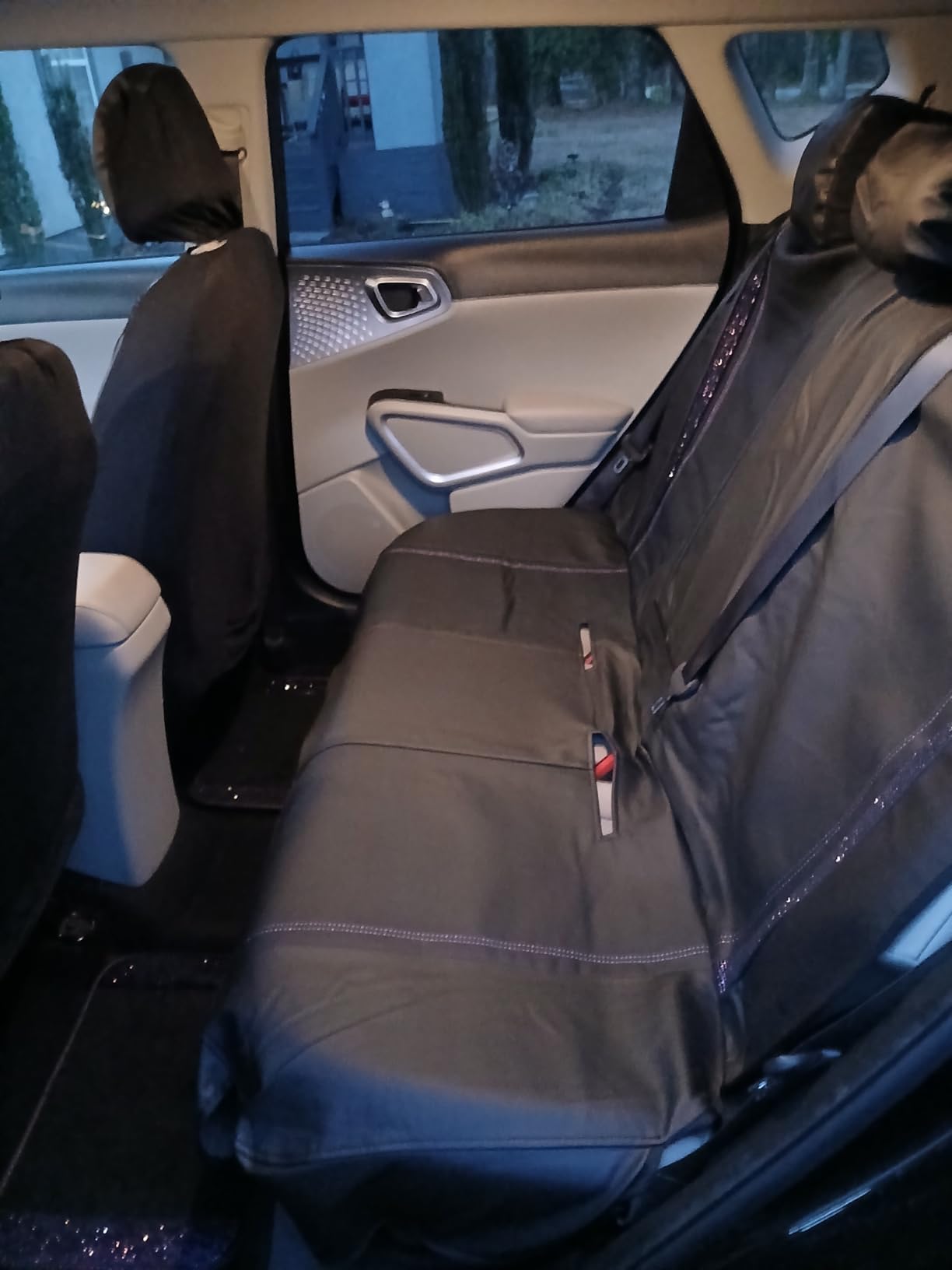 CAR PASS Leather Bling Diamond Car Seat Covers Full Set, Shining Rhinestone Waterproof Durable Rear with Zipper, Universal Fit Automotive Glitter Crystal Sparkle Strip for Cute Women Girly Black customer photo 2