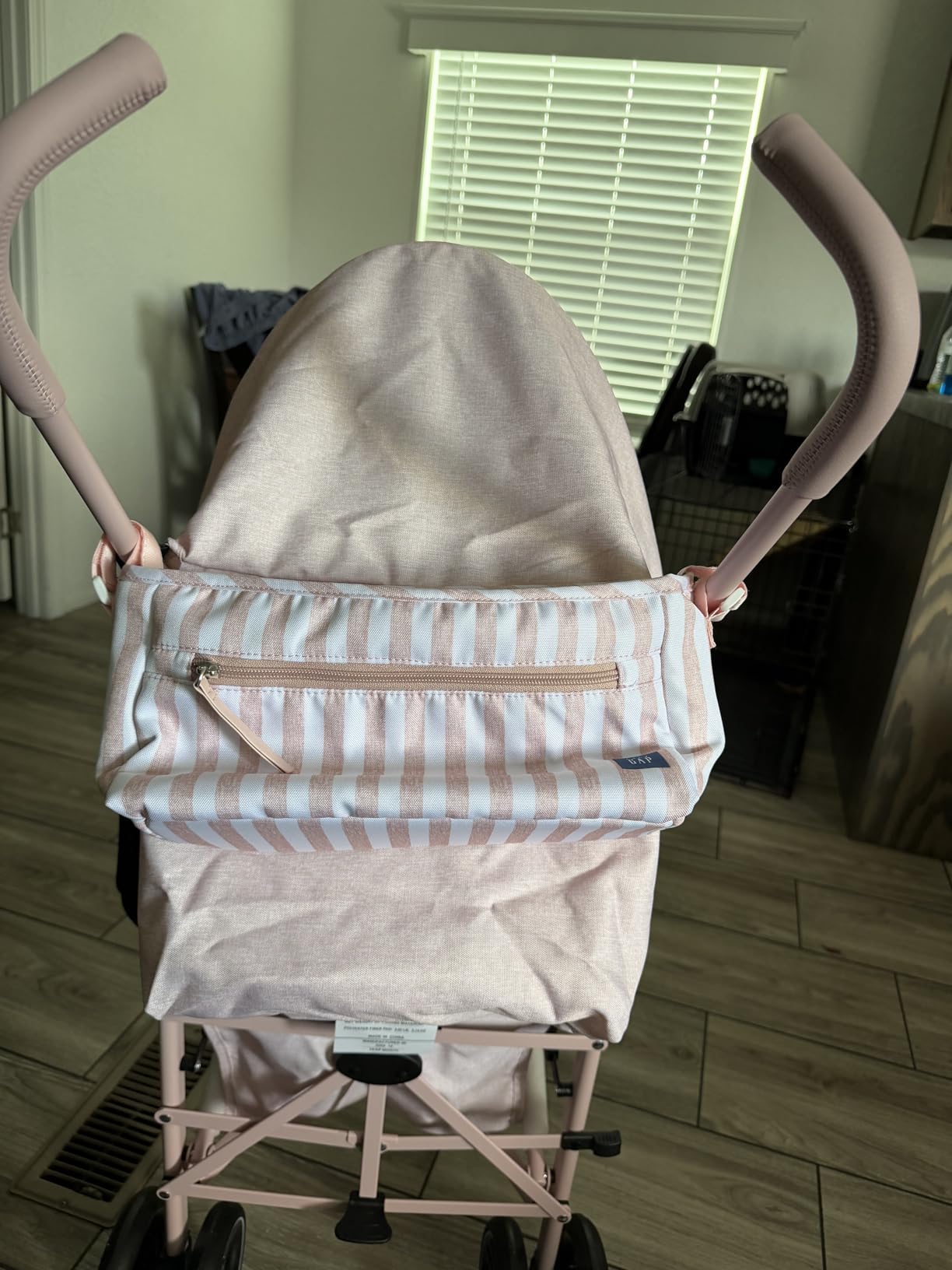 babyGap Classic Stroller - Lightweight Stroller with Recline, Compact Fold & Removable Parent Organizer - Made with Sustainable Materials, Pink Stripes customer photo 2