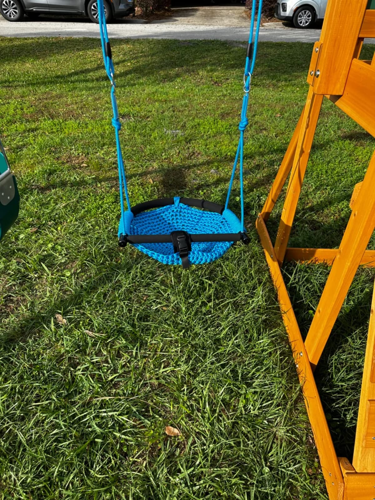 Hi-Na Swing Seats for Kids, Baby, Hand-Made Net Swing with Adjustable Rope, Suitable for Indoor, Outdoor, Backyard, Tree (Green) customer photo 1