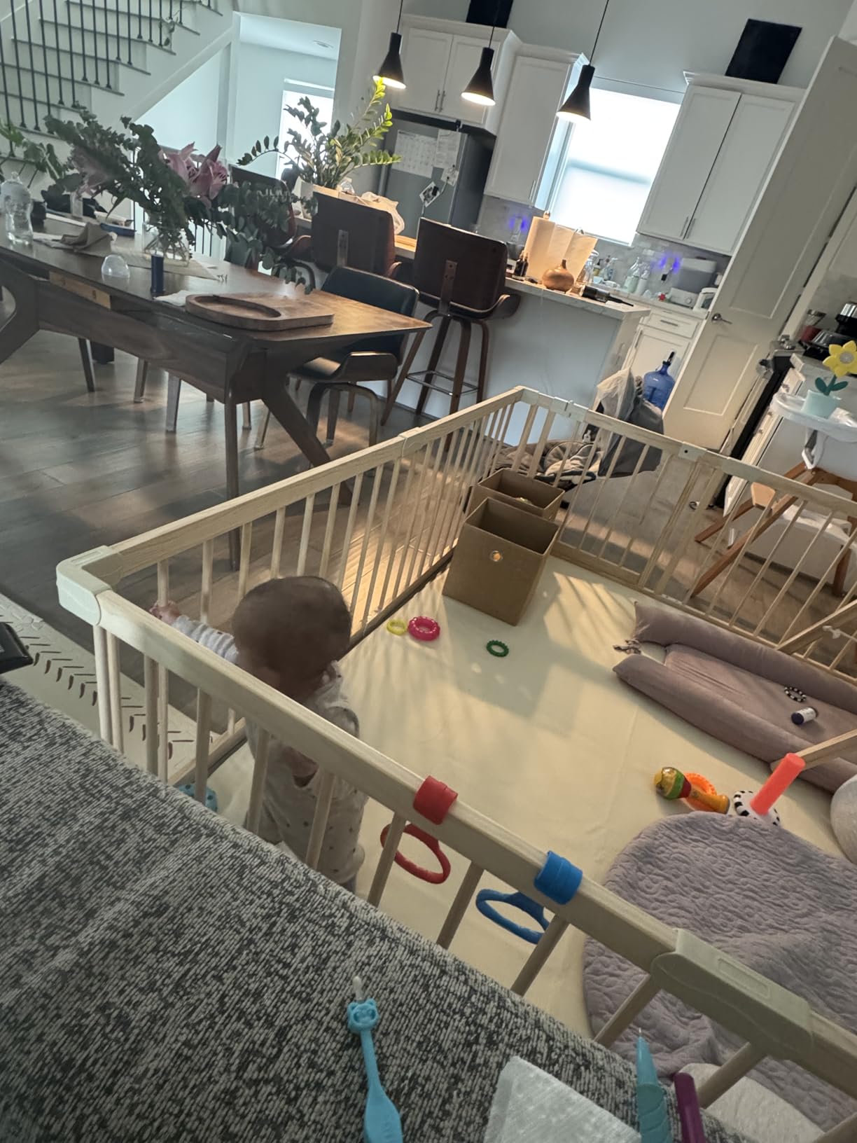 Baby Playpen Play Fence Gate Play Pen Wood Large,Playpens for Babies and Toddlers Kids Indoor,Baby Play Yards Gym customer photo 2