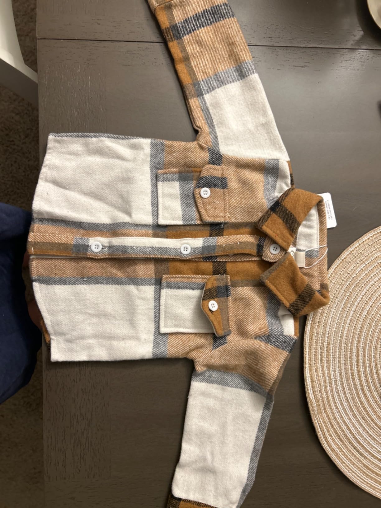 IMEKIS Toddler Kids Flannel Shirt Jacket Plaid Long Sleeve Lapel Button Down Shacket Baby Fall Christmas Coat for Boys Girls customer photo 2
