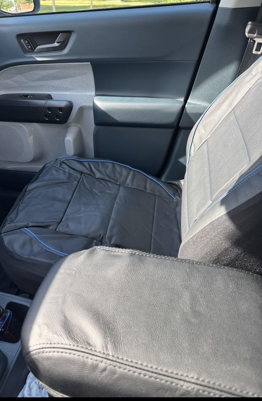 CAR PASS Piping Faux Leather Car Seat Cover Full Set,Grey Breathable Leather Seat Covers for Cars, Airbag Compatible,Universal Fit for SUVs,Van,Sedans,Small Trucks (Full Set, All Gray) customer photo 1