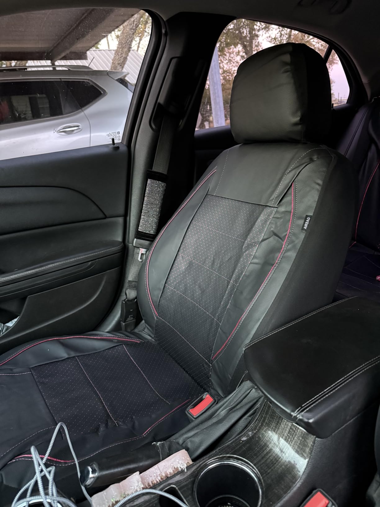 CAR PASS Piping Faux Leather Car Seat Cover Full Set,Grey Breathable Leather Seat Covers for Cars, Airbag Compatible,Universal Fit for SUVs,Van,Sedans,Small Trucks (Full Set, All Gray) customer photo 2