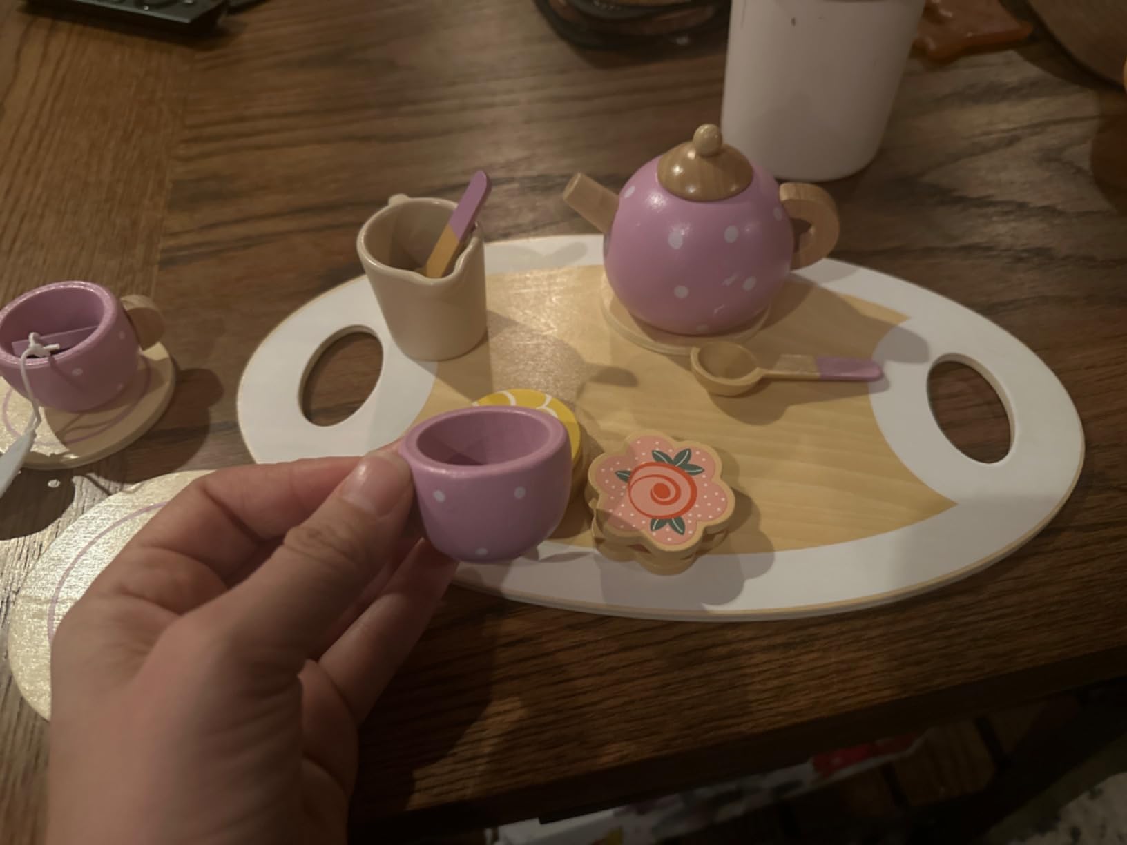 BUYGER Tea Party Set for Little Girls, Wooden Tea Set for Toddlers 1-3 customer photo 1