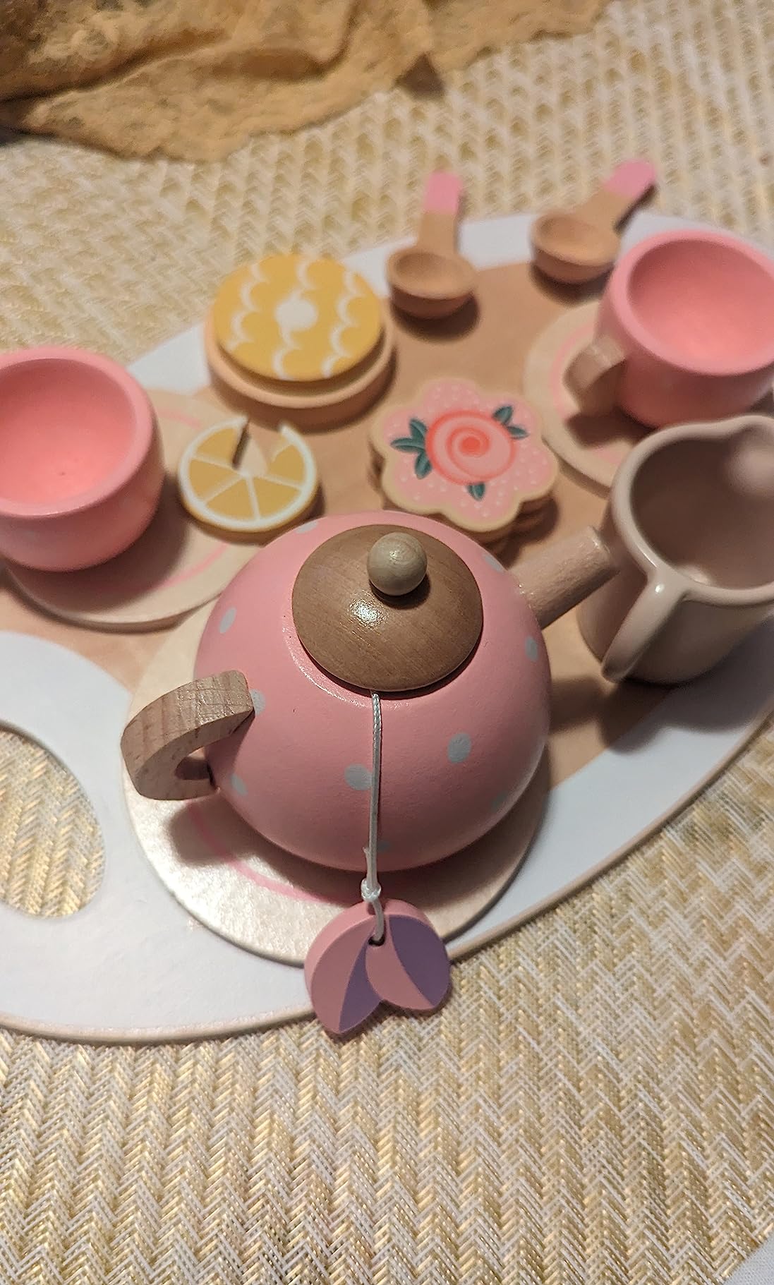 BUYGER Tea Party Set for Little Girls, Wooden Tea Set for Toddlers 1-3 customer photo 2