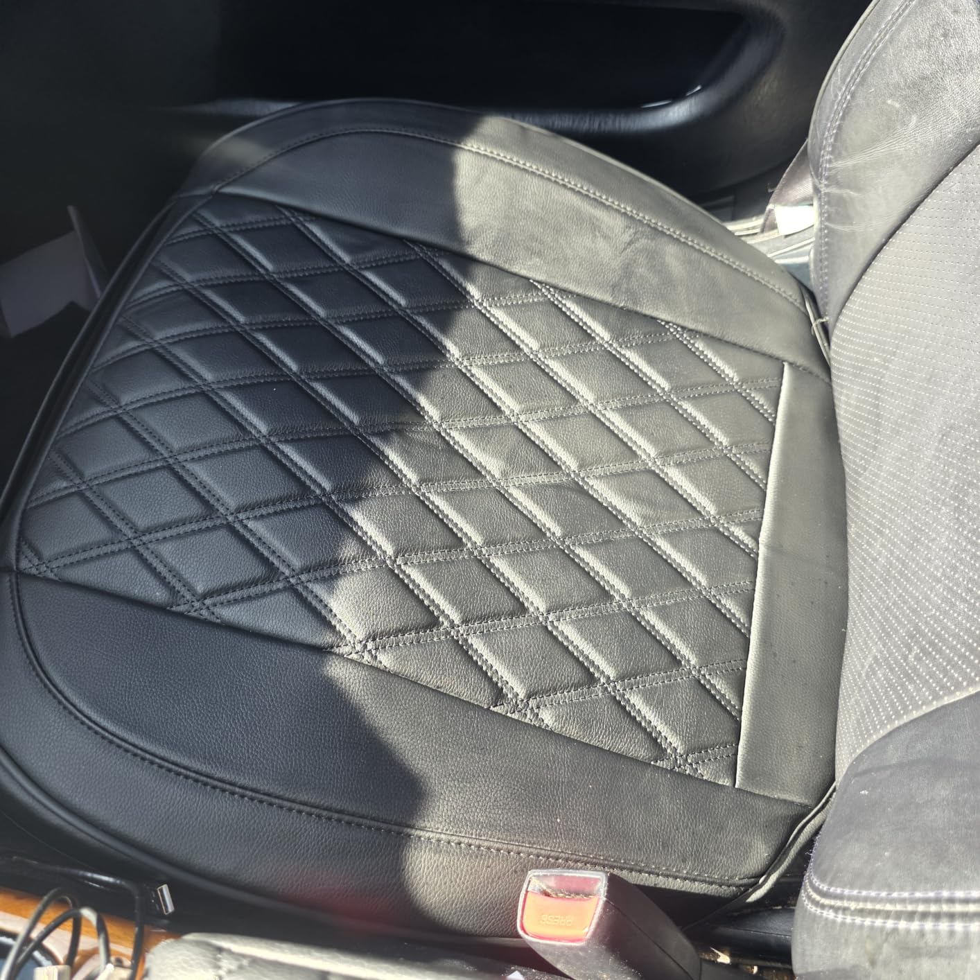 BEITK 2 Pack Leather Front Car Seat Bottom Covers Black customer photo 1