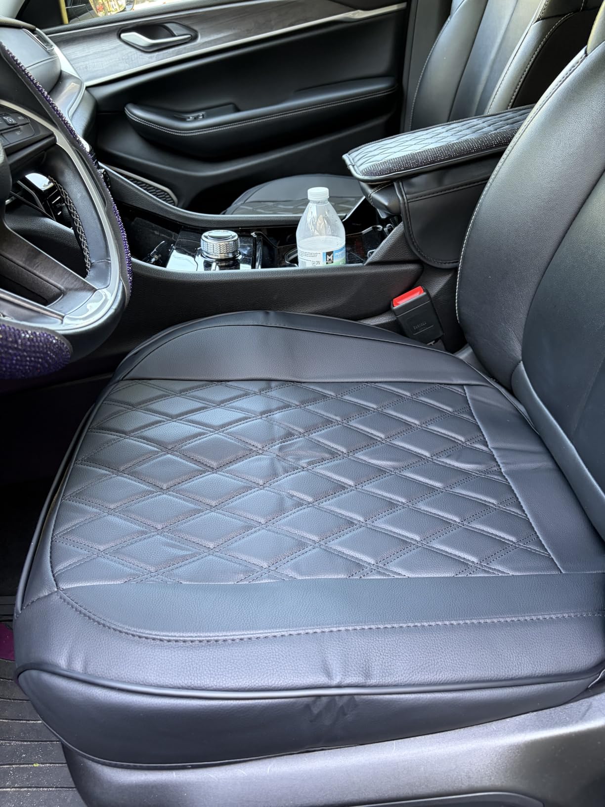 BEITK 2 Pack Leather Front Car Seat Bottom Covers Black customer photo 2