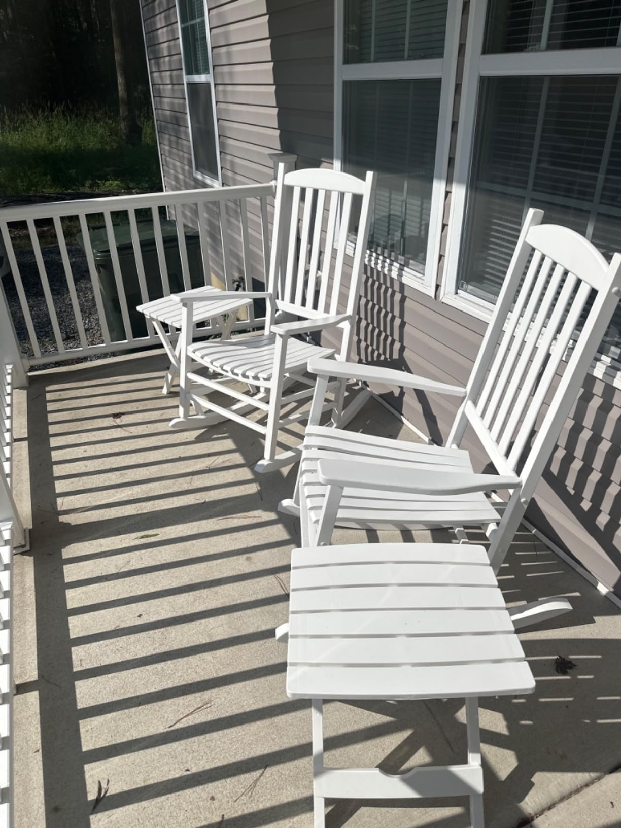 Hupmad Wooden Rocking Chair Outdoor Oversized Porch Rocker Chair,Patio Wooden Rocker with High Back and Armrest,All Weather Rocker Slatted for Backyard,Garden,400 lbs Support,White customer photo 1